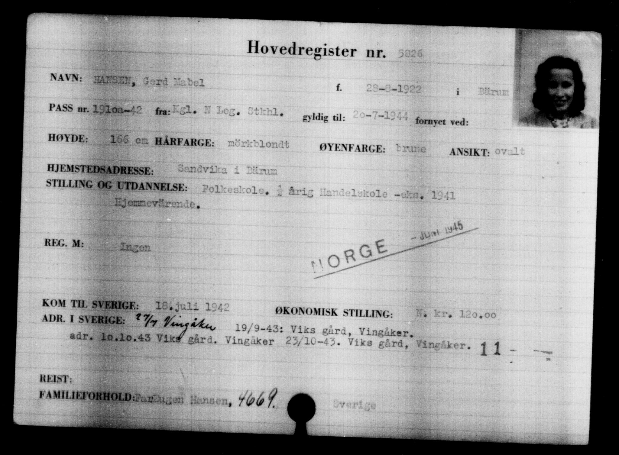 Den Kgl. Norske Legasjons Flyktningskontor, RA/S-6753/V/Va/L0004: Kjesäterkartoteket.  Flyktningenr. 3496-6610, 1940-1945, p. 2711