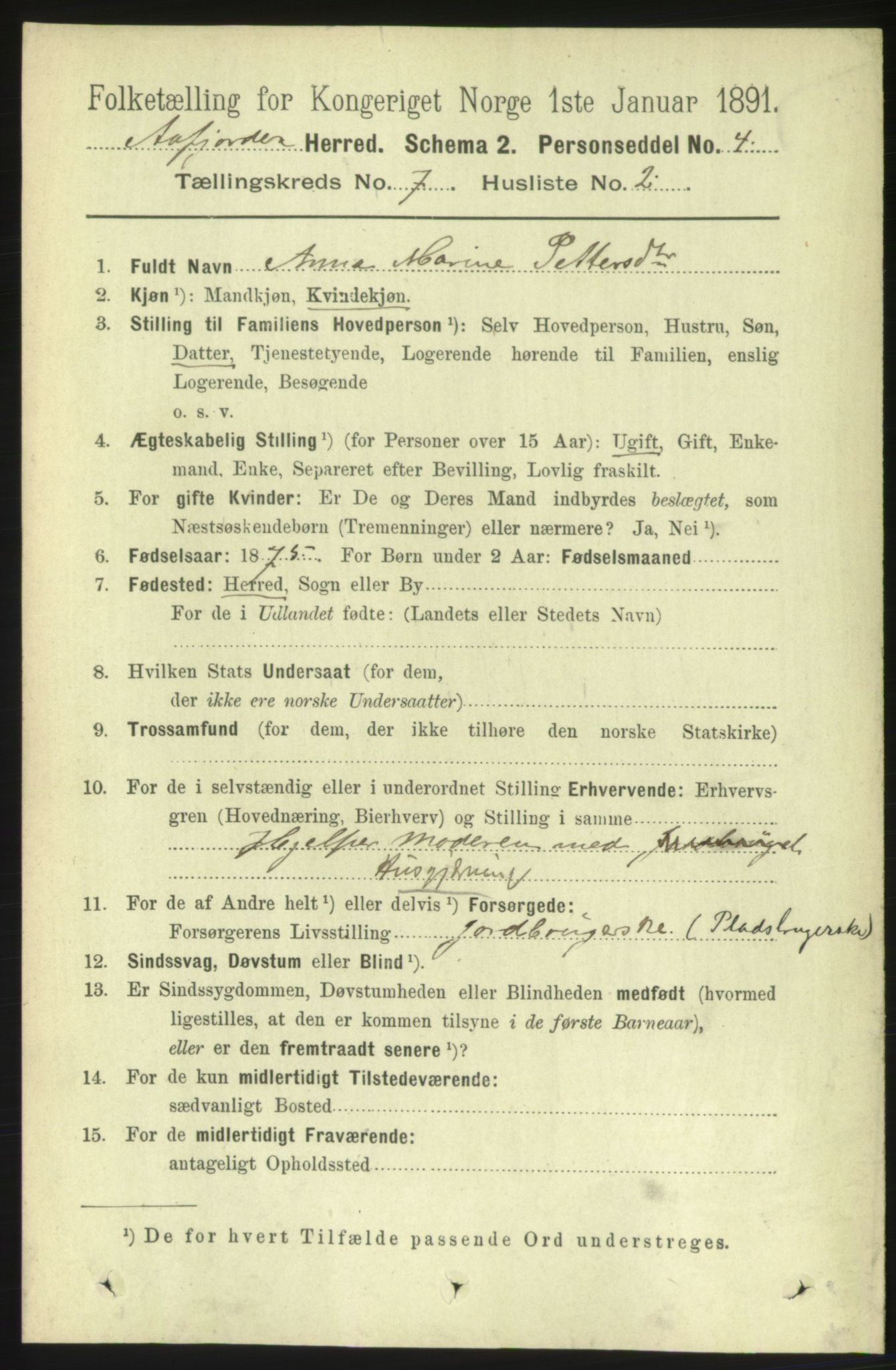 RA, 1891 census for 1630 Åfjord, 1891, p. 1723