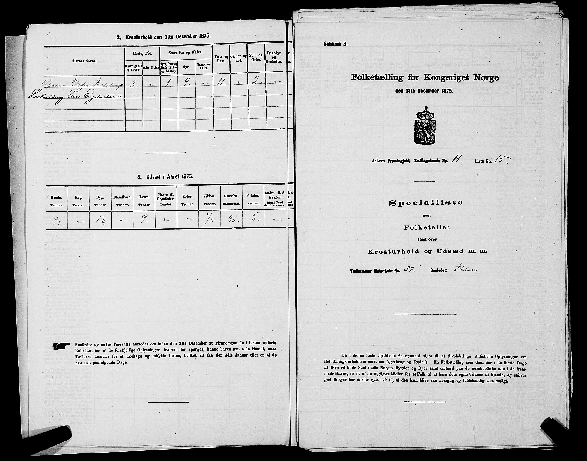 RA, 1875 census for 0220P Asker, 1875, p. 1913