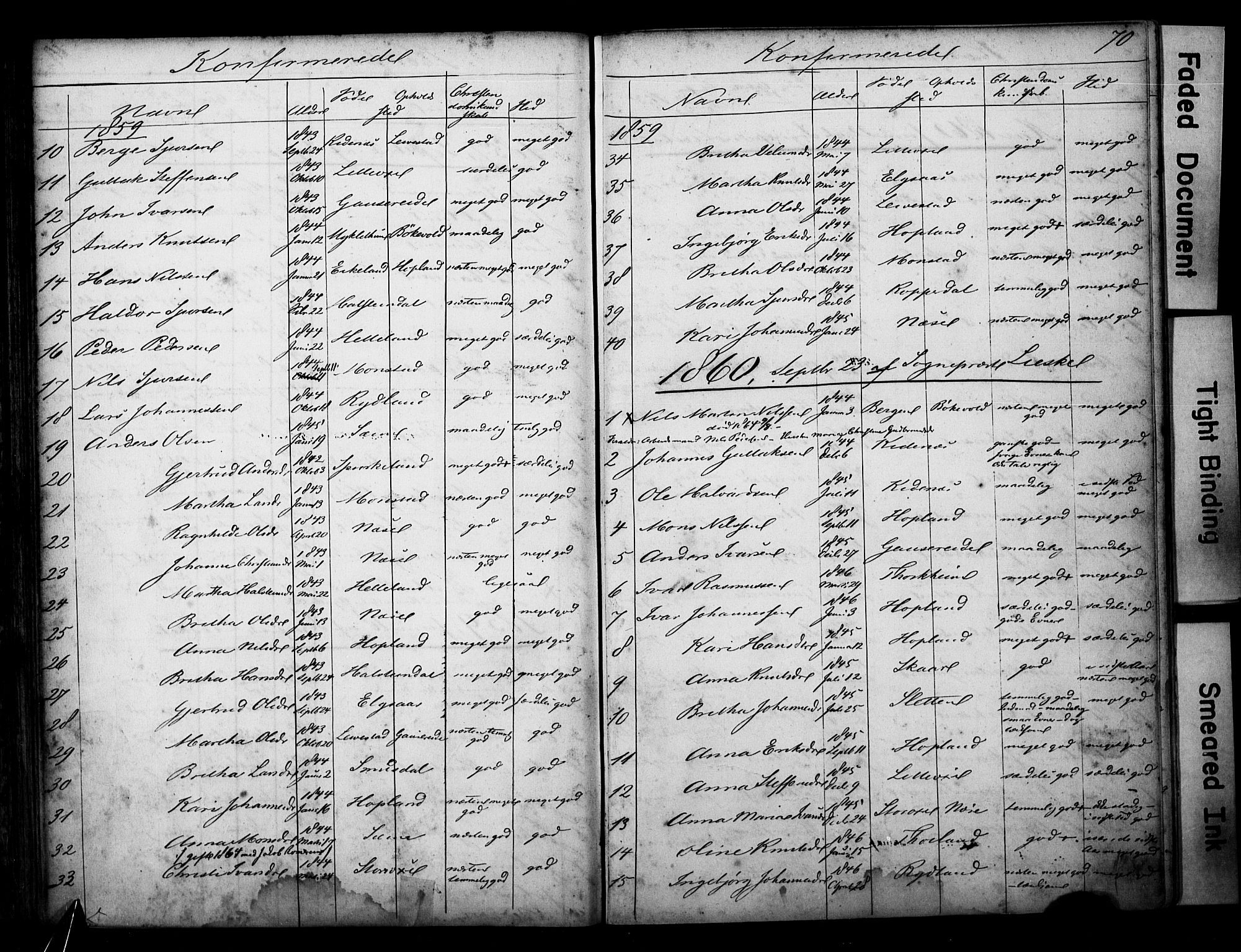 Alversund Sokneprestembete, SAB/A-73901/H/Ha/Hab: Parish register (copy) no. D 1, 1800-1870, p. 70
