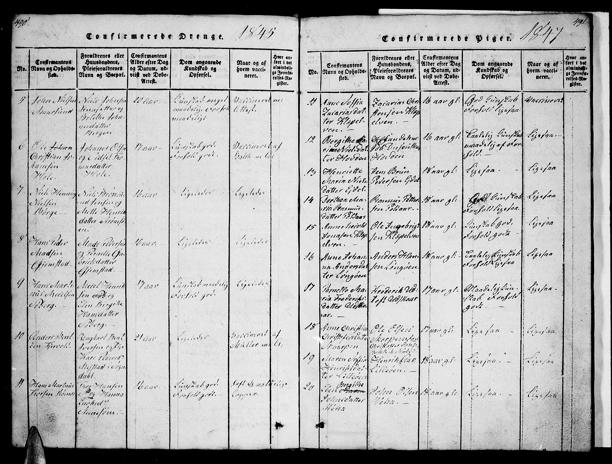 Ministerialprotokoller, klokkerbøker og fødselsregistre - Nordland, AV/SAT-A-1459/891/L1312: Parish register (copy) no. 891C01, 1820-1856, p. 490-491