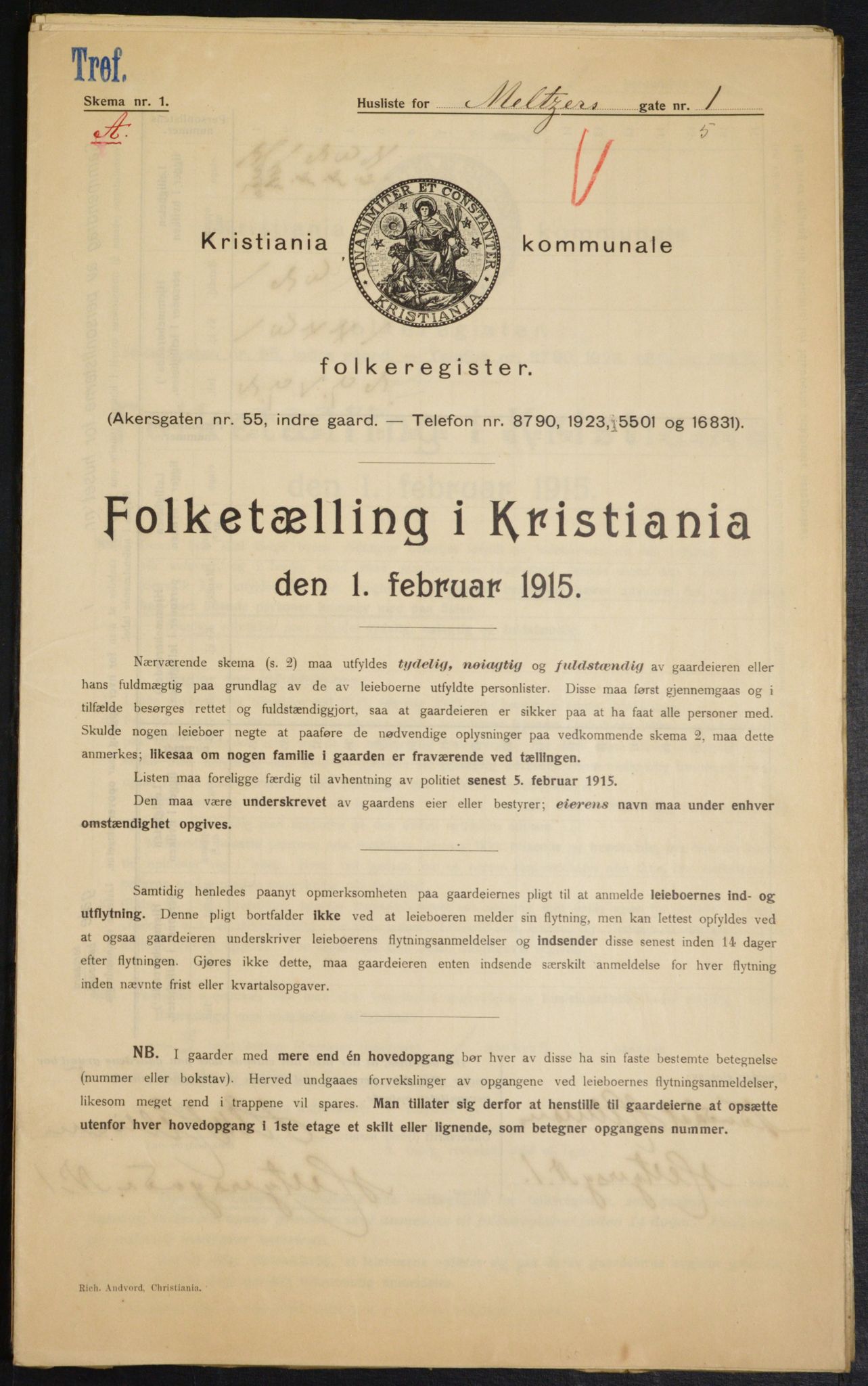 OBA, Municipal Census 1915 for Kristiania, 1915, p. 64554
