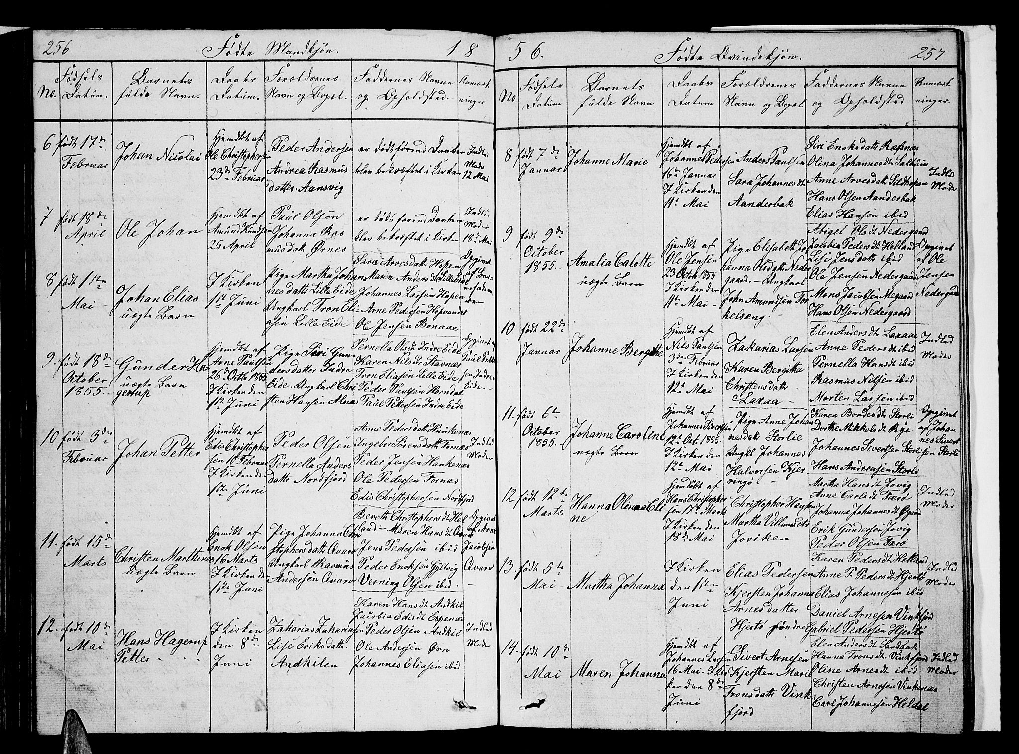 Ministerialprotokoller, klokkerbøker og fødselsregistre - Nordland, AV/SAT-A-1459/853/L0773: Parish register (copy) no. 853C01, 1821-1859, p. 256-257