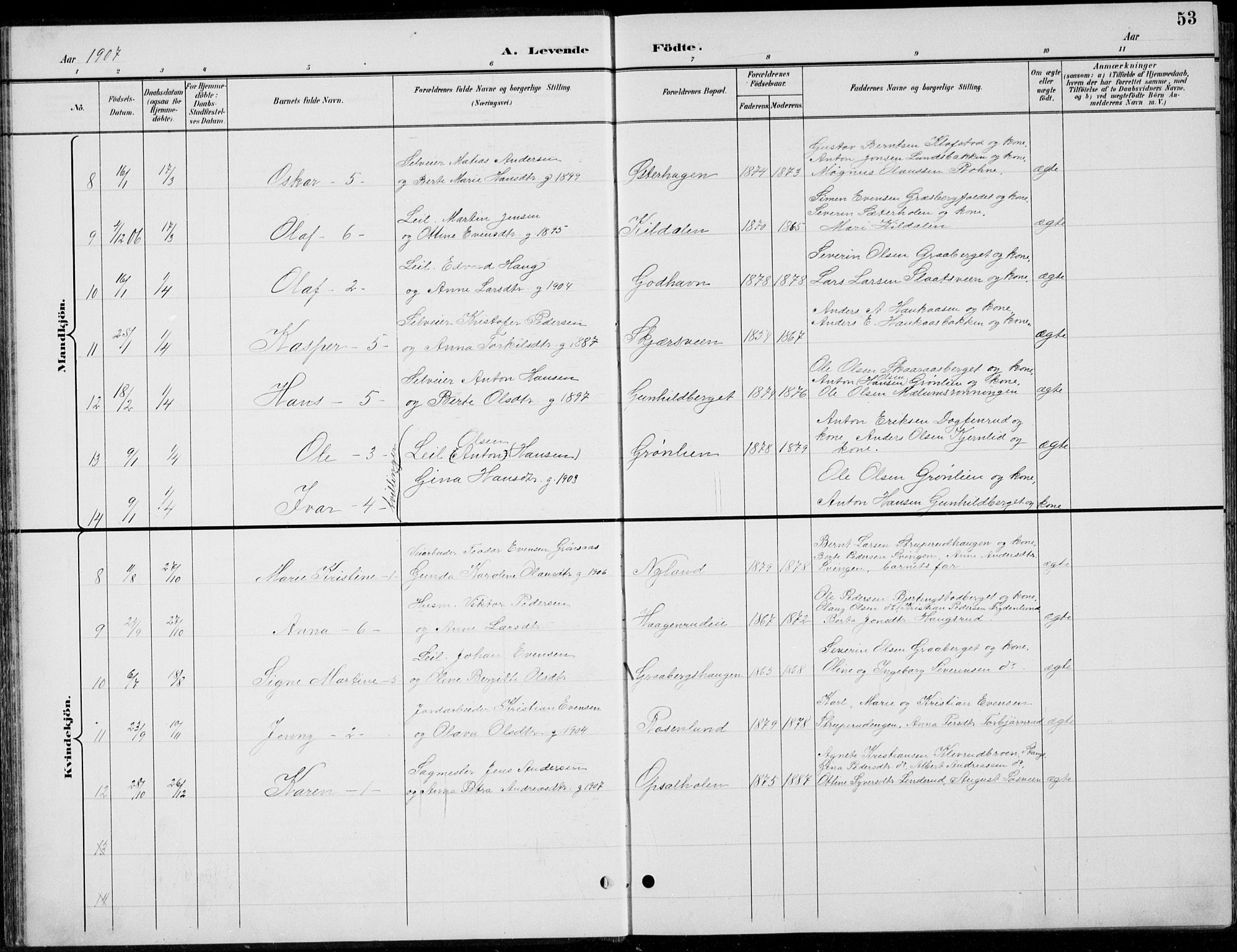 Romedal prestekontor, AV/SAH-PREST-004/L/L0013: Parish register (copy) no. 13, 1896-1937, p. 53