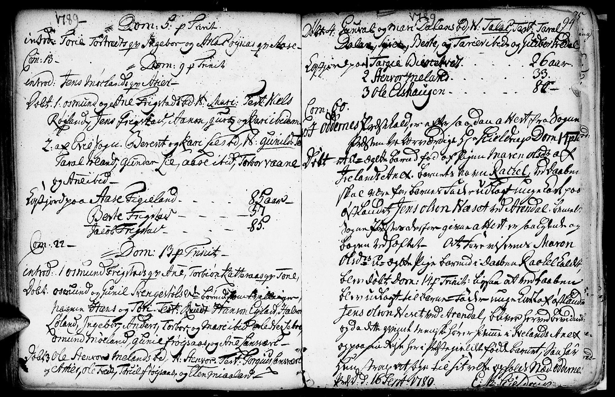 Evje sokneprestkontor, AV/SAK-1111-0008/F/Fa/Fac/L0002: Parish register (official) no. A 2, 1765-1816, p. 94