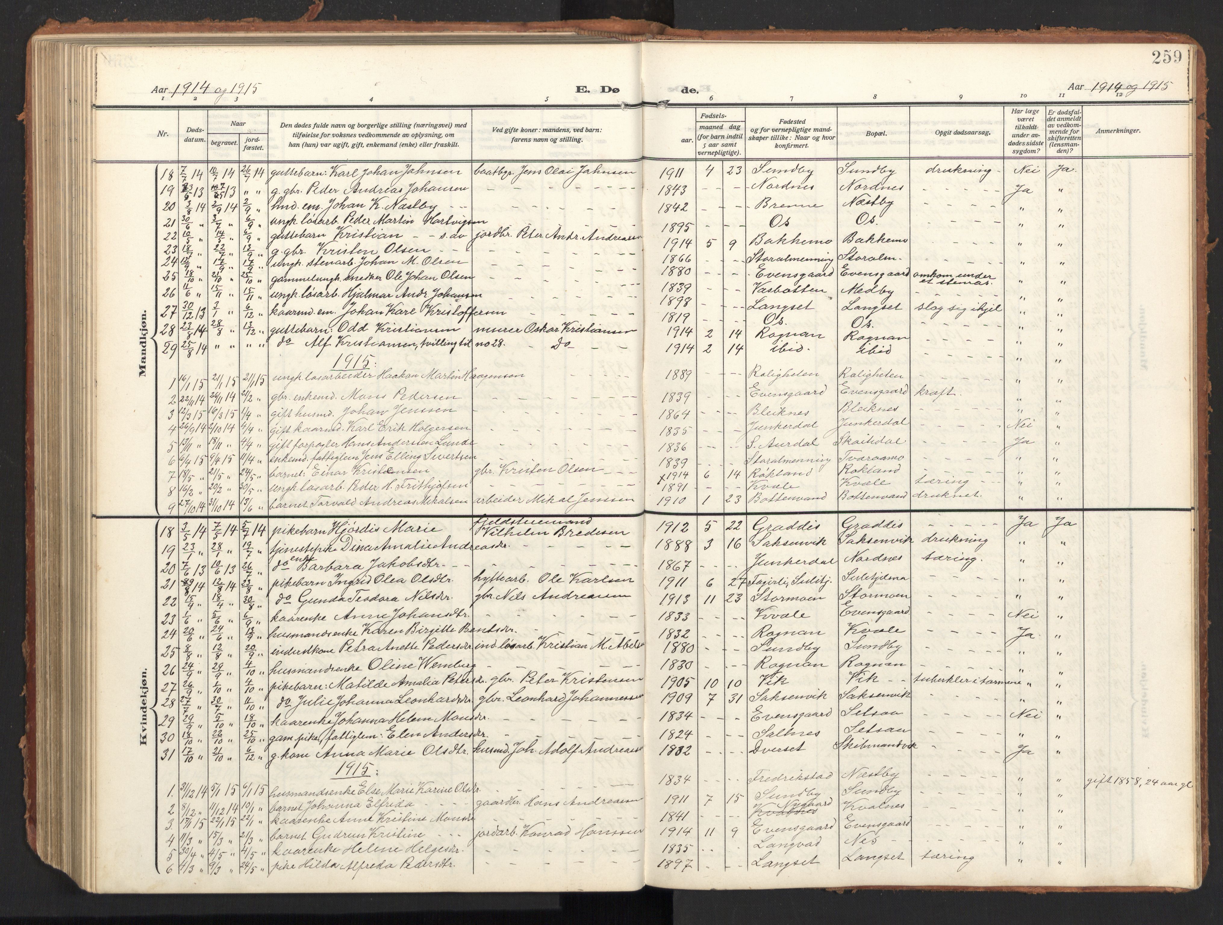 Ministerialprotokoller, klokkerbøker og fødselsregistre - Nordland, SAT/A-1459/847/L0683: Parish register (copy) no. 847C11, 1908-1929, p. 259