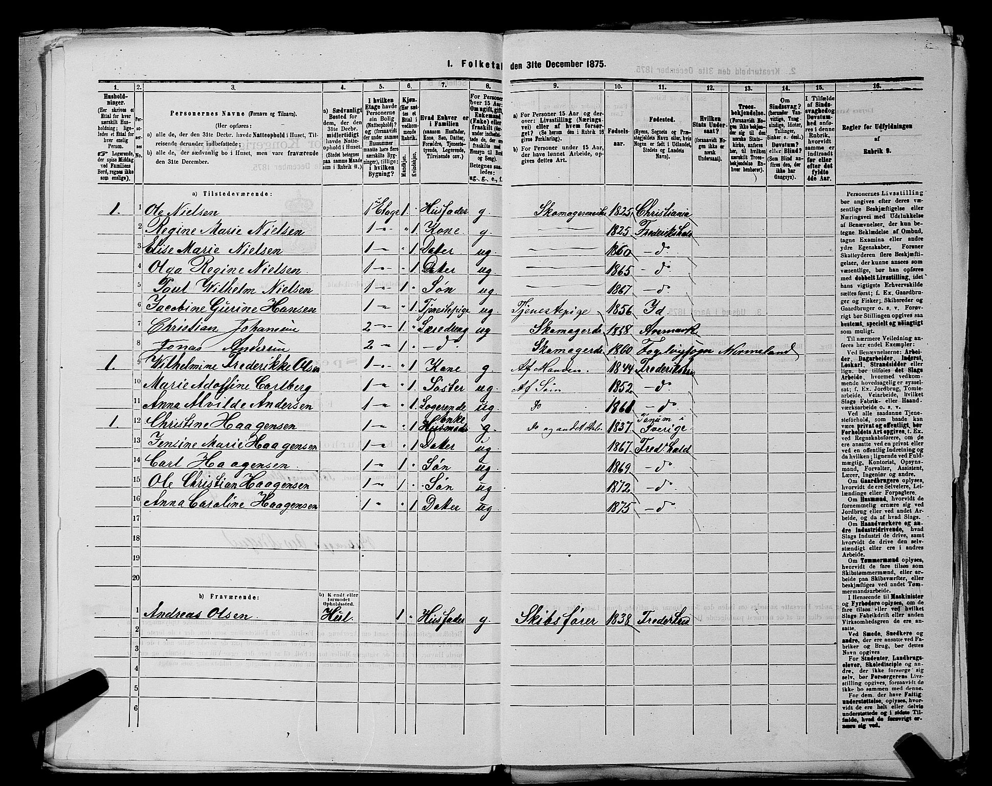RA, 1875 census for 0101P Fredrikshald, 1875, p. 259