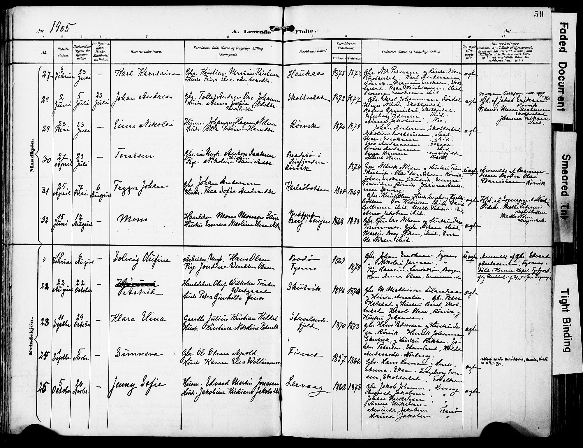 Ministerialprotokoller, klokkerbøker og fødselsregistre - Nordland, AV/SAT-A-1459/859/L0848: Parish register (official) no. 859A08, 1900-1912, p. 59