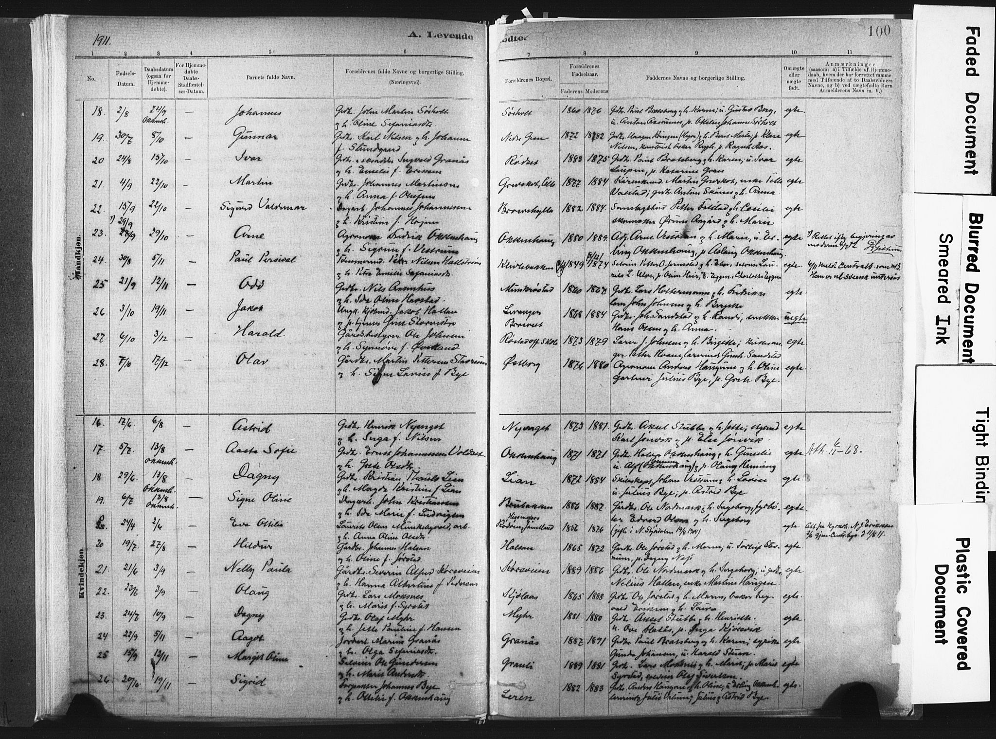 Ministerialprotokoller, klokkerbøker og fødselsregistre - Nord-Trøndelag, SAT/A-1458/721/L0207: Parish register (official) no. 721A02, 1880-1911, p. 100