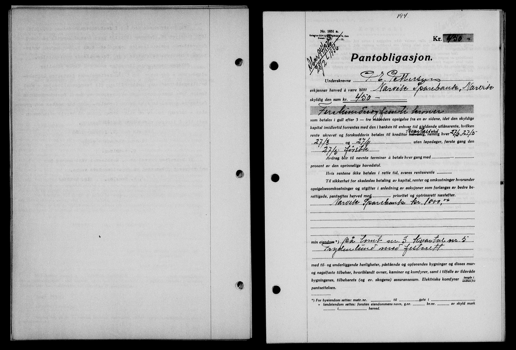 Narvik sorenskriveri, SAT/A-0002/1/2/2C/2Ca/L0011: Mortgage book no. 14, 1935-1937, Deed date: 28.02.1936