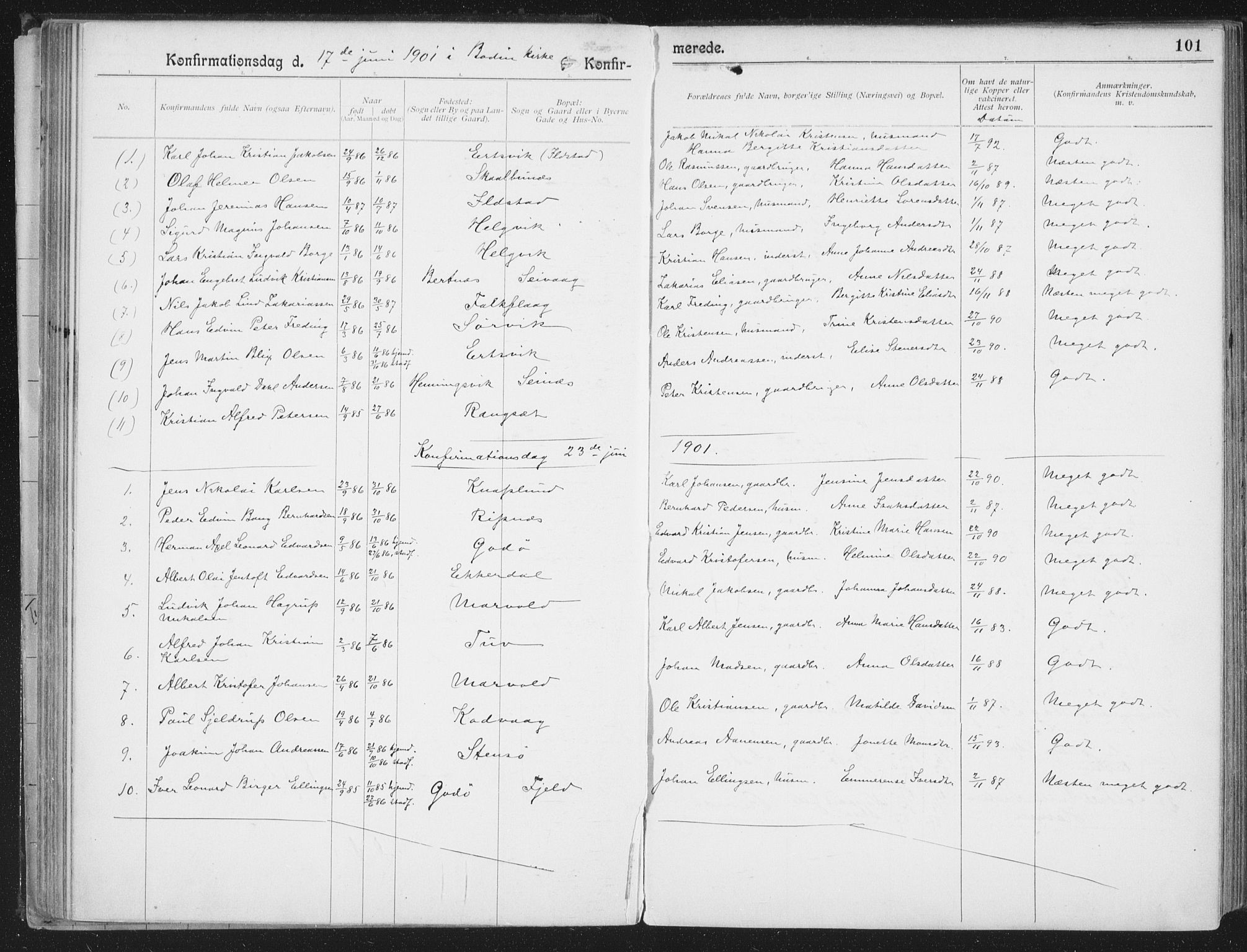 Ministerialprotokoller, klokkerbøker og fødselsregistre - Nordland, SAT/A-1459/804/L0081: Parish register (official) no. 804A02, 1901-1915, p. 101