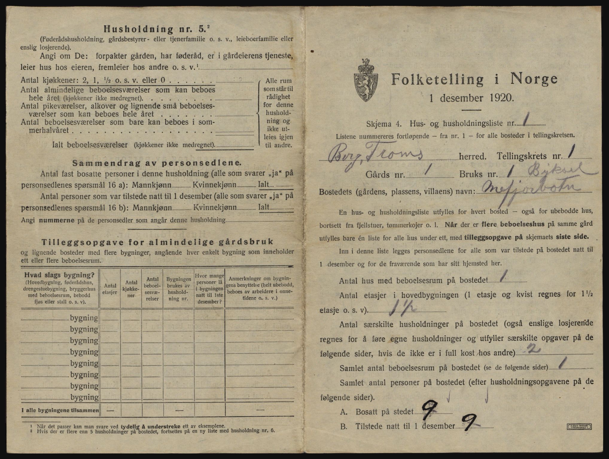 SATØ, 1920 census for Berg, 1920, p. 34