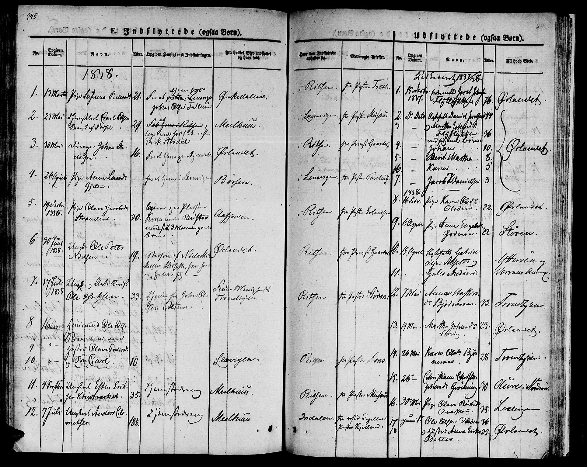 Ministerialprotokoller, klokkerbøker og fødselsregistre - Sør-Trøndelag, SAT/A-1456/646/L0609: Parish register (official) no. 646A07, 1826-1838, p. 245