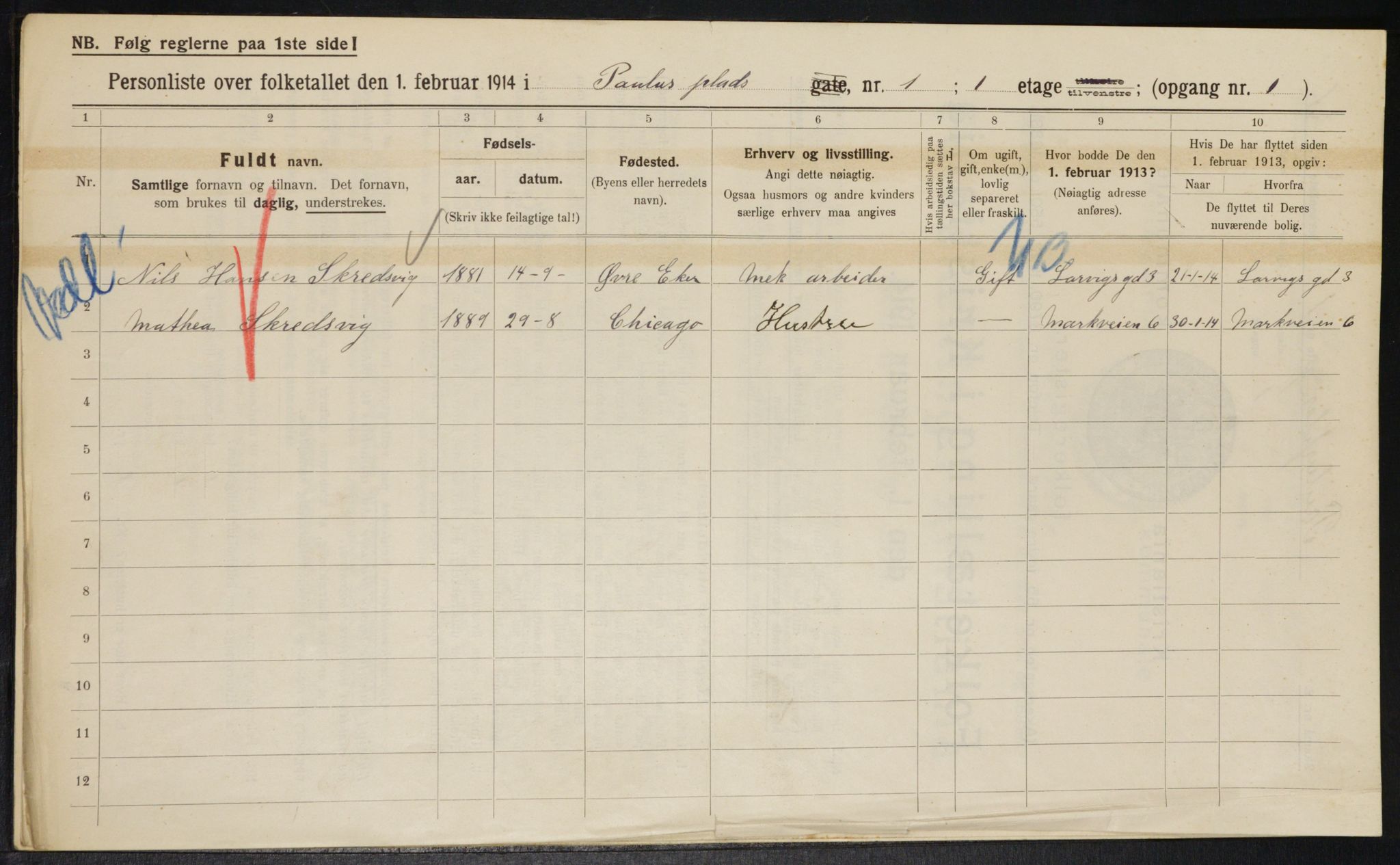 OBA, Municipal Census 1914 for Kristiania, 1914, p. 78586