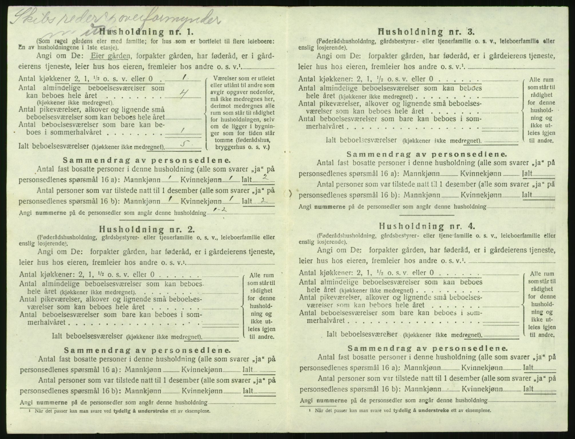 SAK, 1920 census for Tromøy, 1920, p. 332