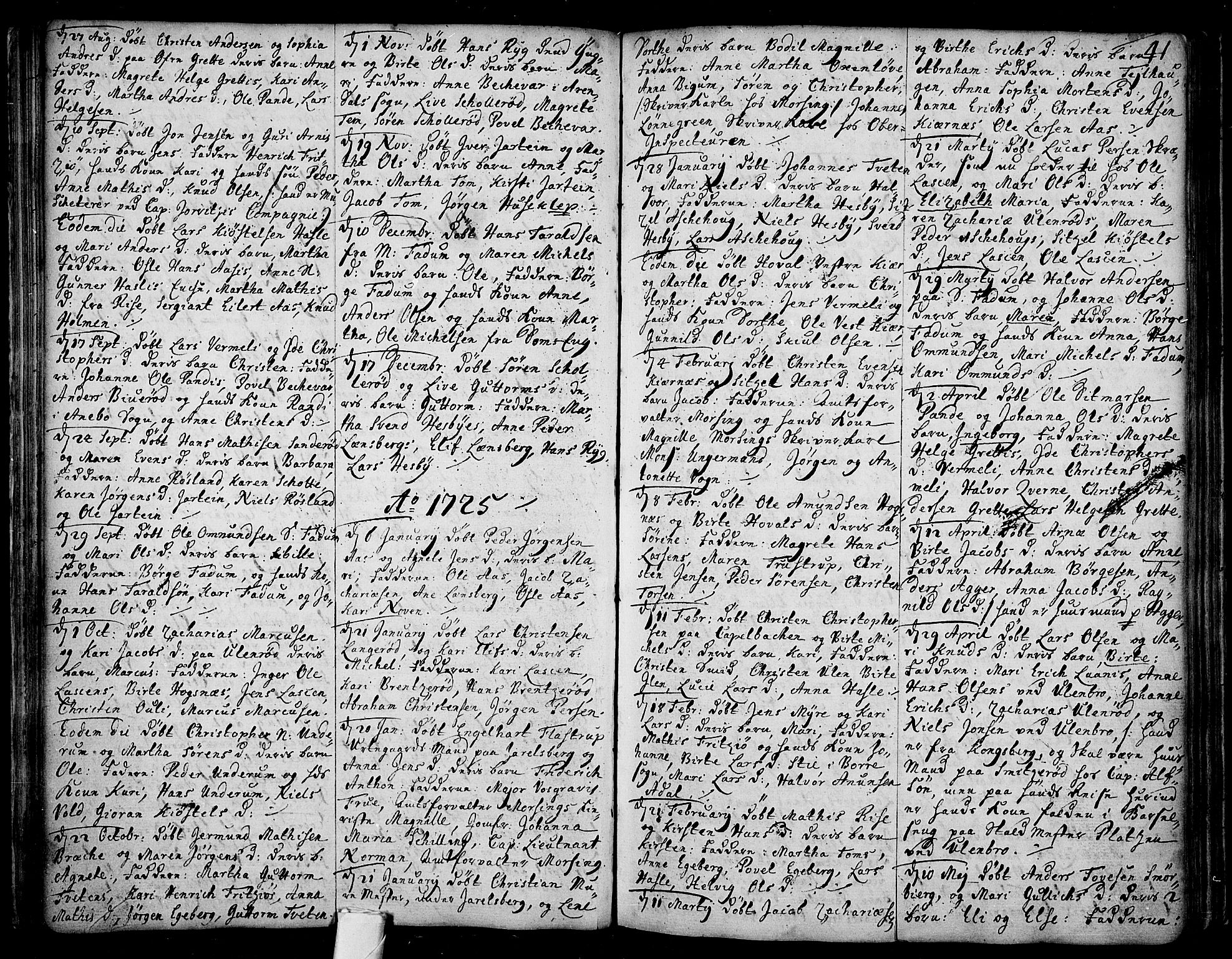 Sem kirkebøker, SAKO/A-5/F/Fa/L0001: Parish register (official) no. I 1, 1702-1763, p. 41