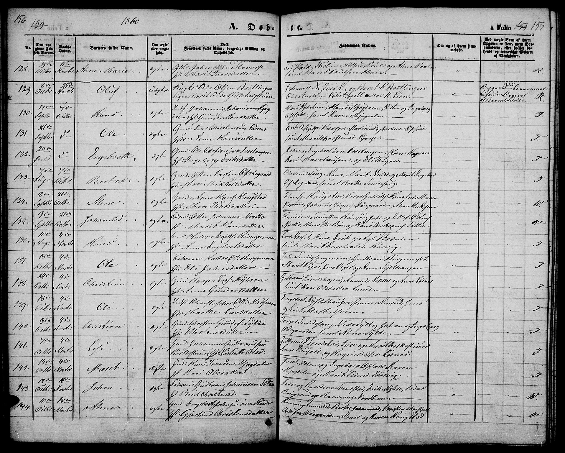 Ringebu prestekontor, SAH/PREST-082/H/Ha/Hab/L0003: Parish register (copy) no. 3, 1854-1866, p. 156-157