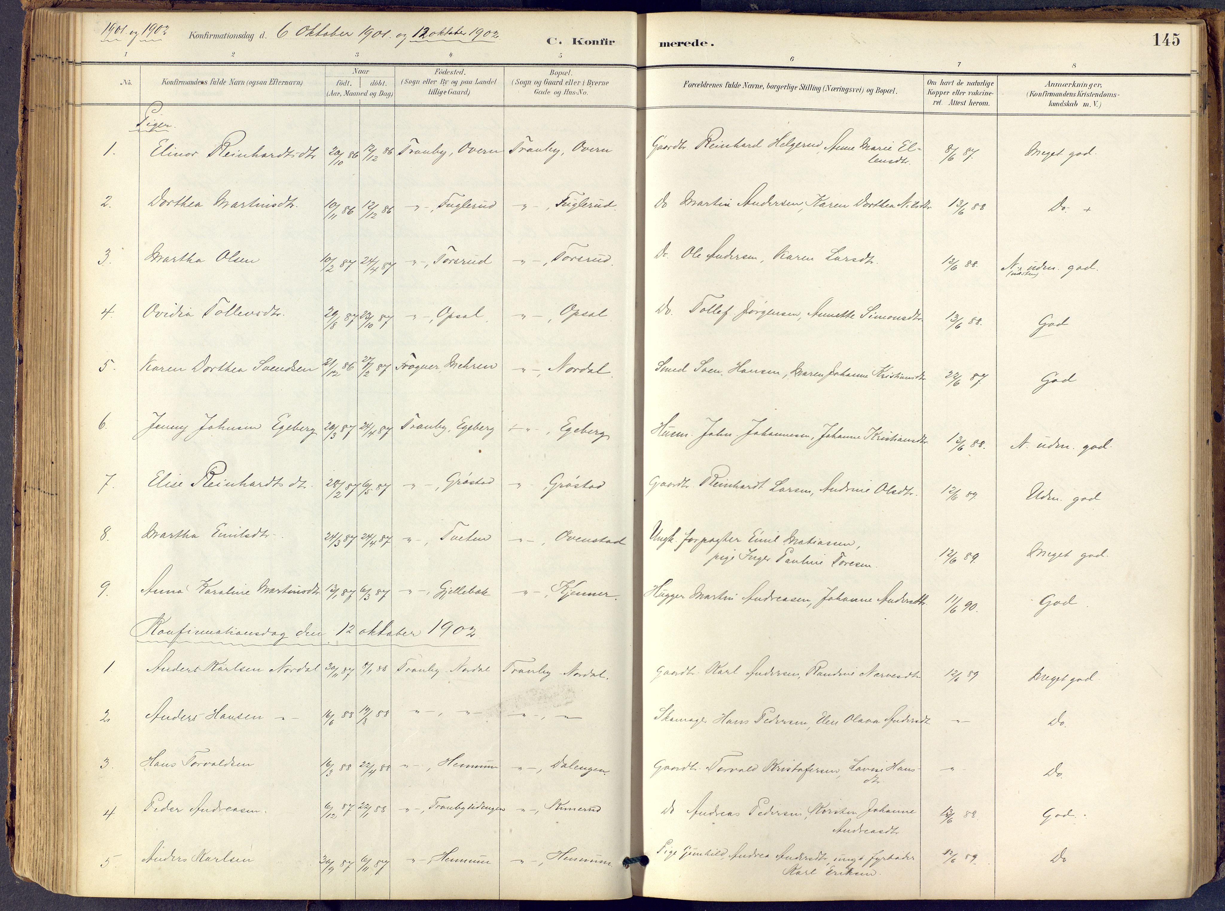 Lier kirkebøker, AV/SAKO-A-230/F/Fb/L0001: Parish register (official) no. II 1, 1883-1910, p. 145