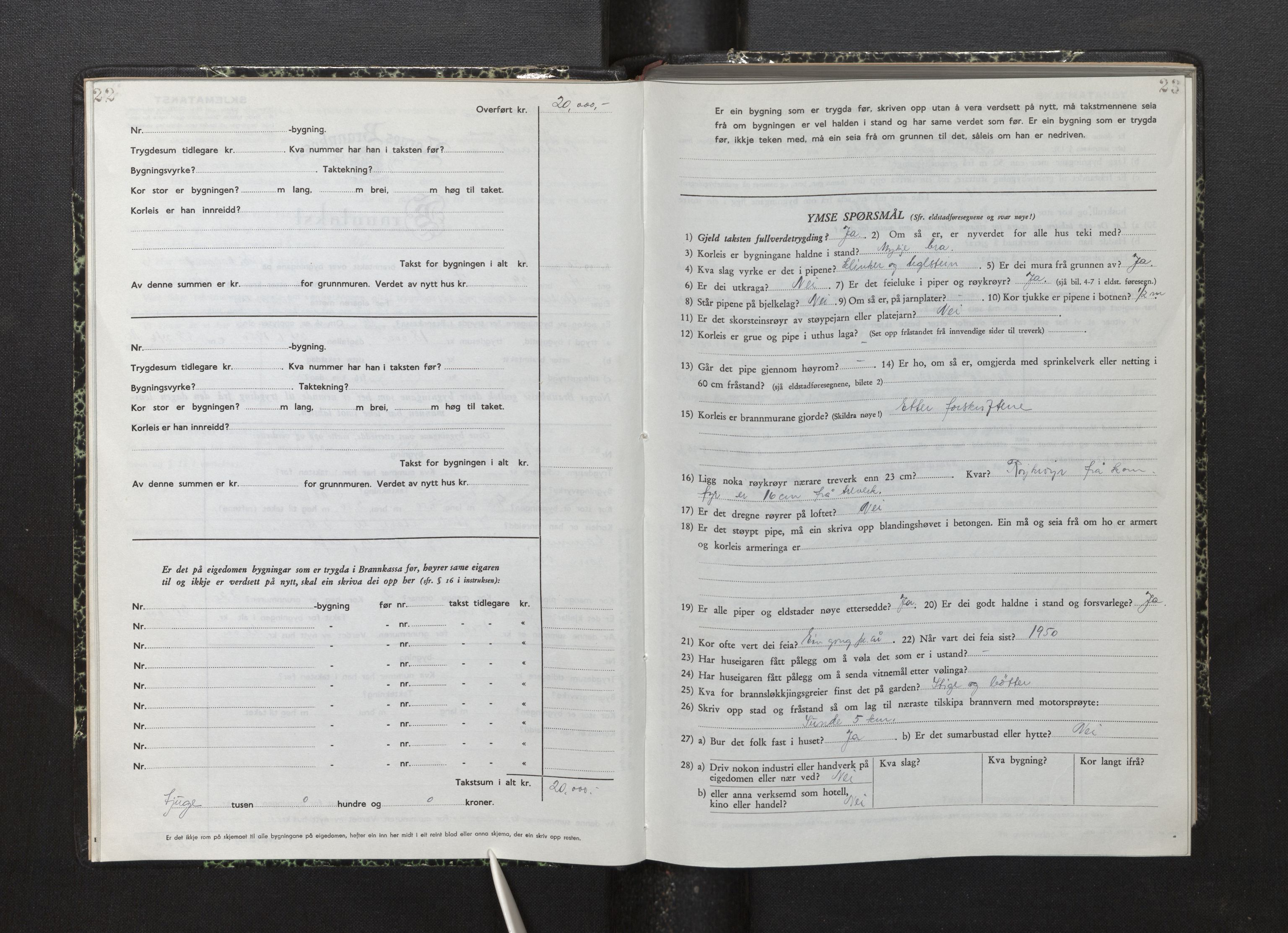 Lensmannen i Fjelberg, AV/SAB-A-32101/0012/L0008: Branntakstprotokoll, skjematakst, 1949-1955, p. 22-23