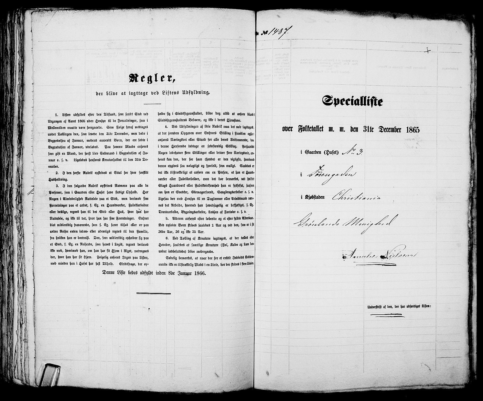 RA, 1865 census for Kristiania, 1865, p. 3375