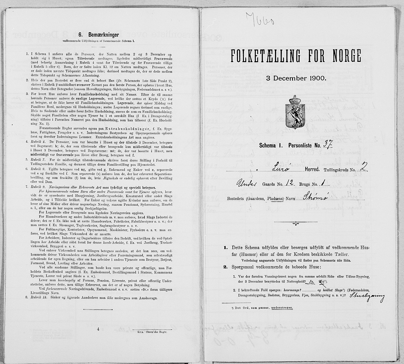 SAT, 1900 census for Lurøy, 1900, p. 188