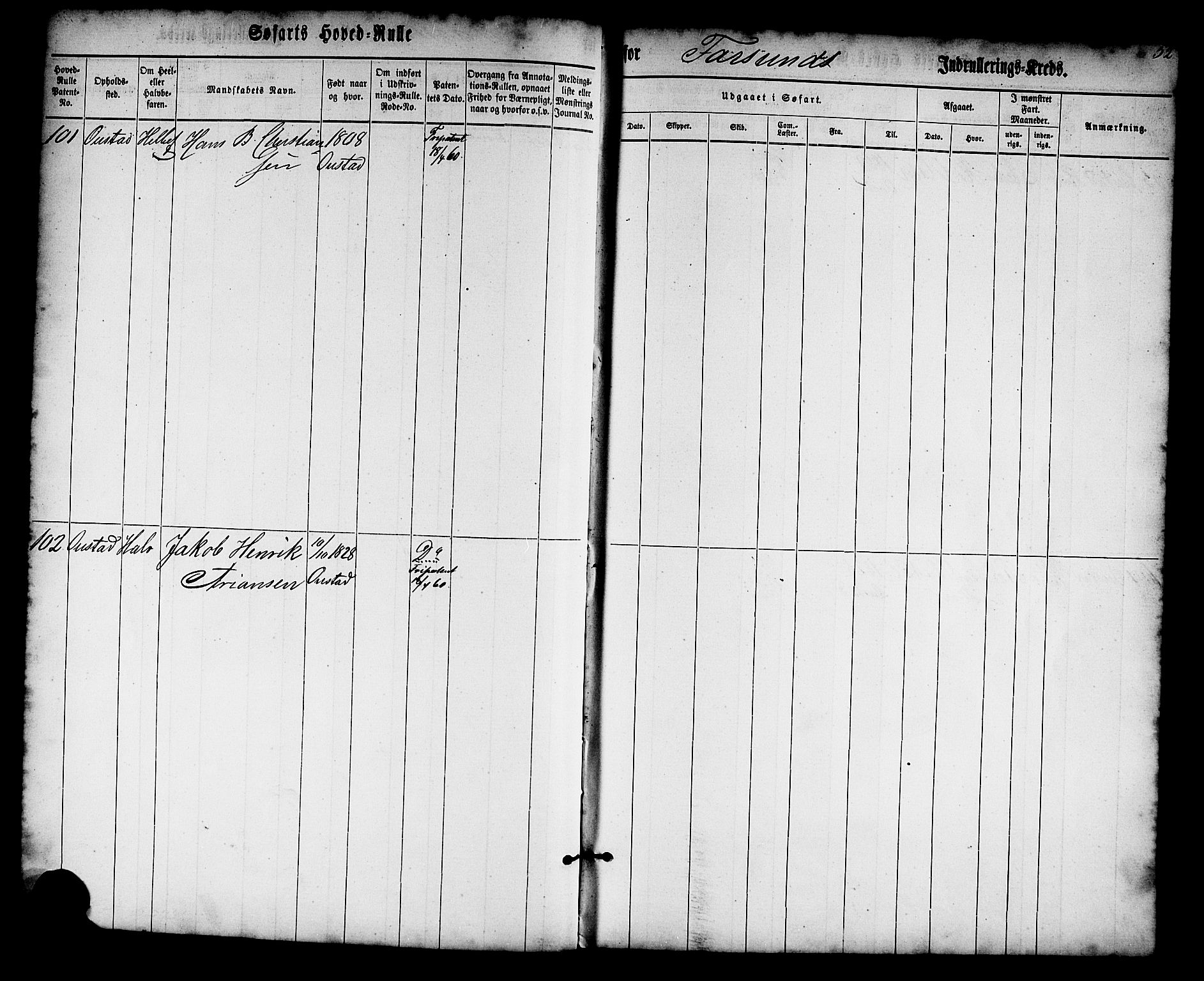 Farsund mønstringskrets, AV/SAK-2031-0017/F/Fb/L0013: Hovedrulle nr 1-574, Z-5, 1860-1869, p. 52