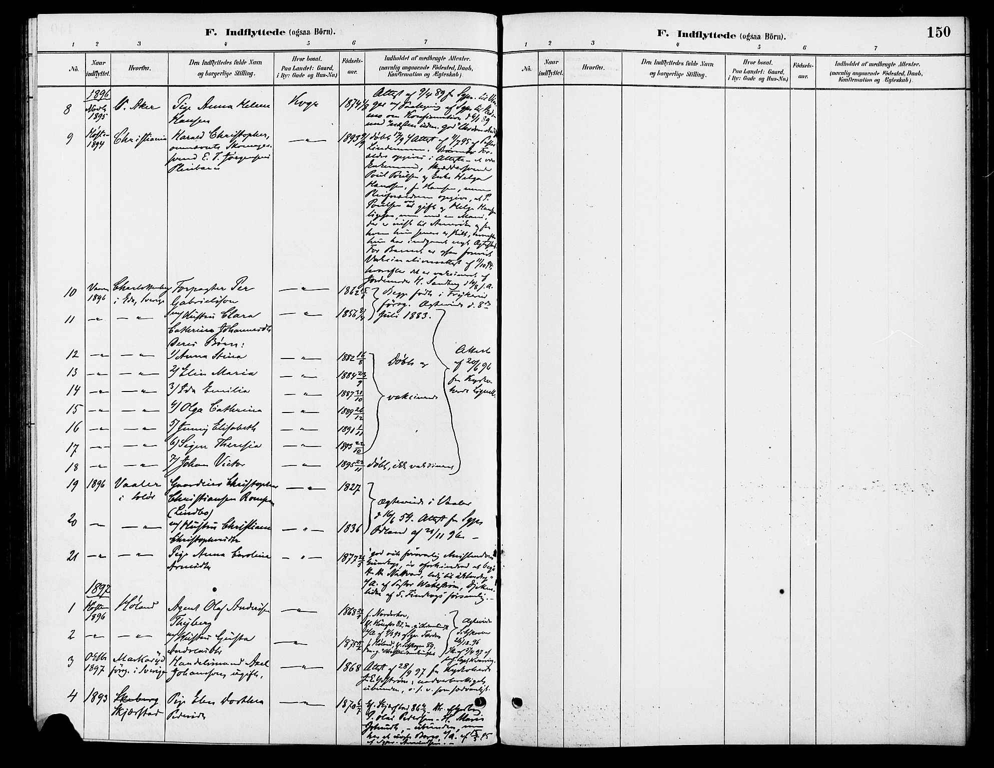 Vinger prestekontor, AV/SAH-PREST-024/H/Ha/Haa/L0013: Parish register (official) no. 13, 1881-1897, p. 150