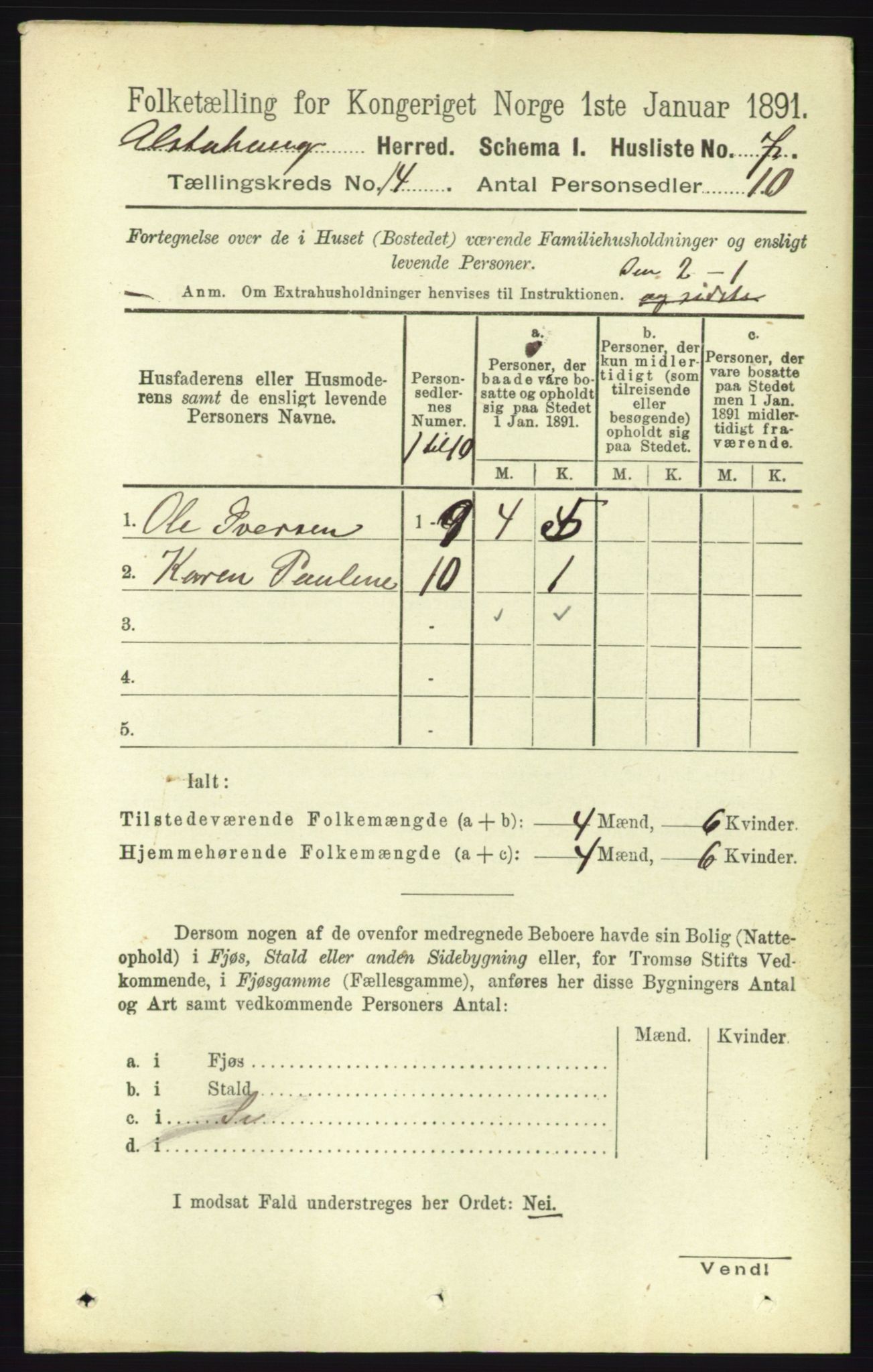 RA, 1891 census for 1820 Alstahaug, 1891, p. 4893