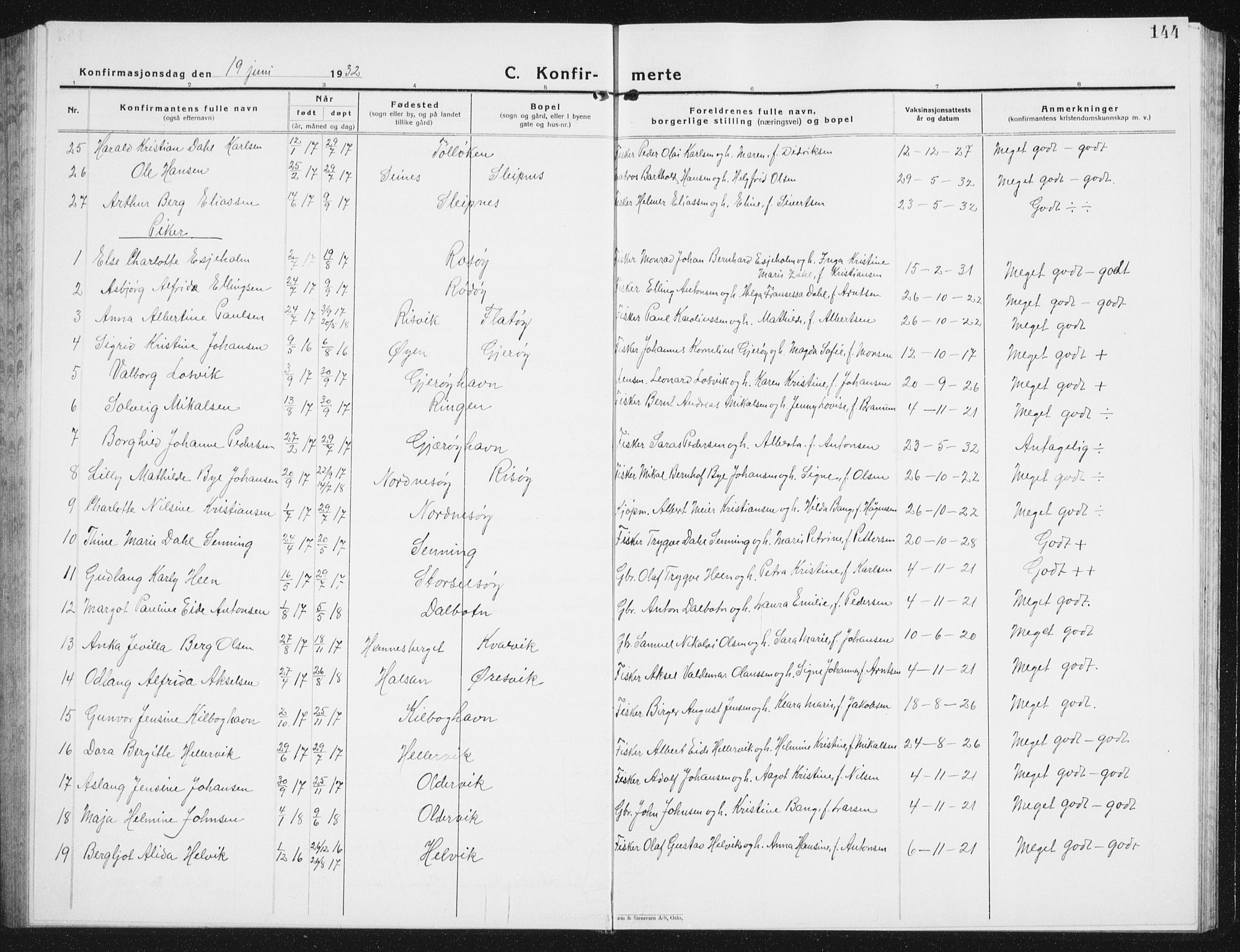 Ministerialprotokoller, klokkerbøker og fødselsregistre - Nordland, SAT/A-1459/841/L0622: Parish register (copy) no. 841C06, 1924-1942, p. 144