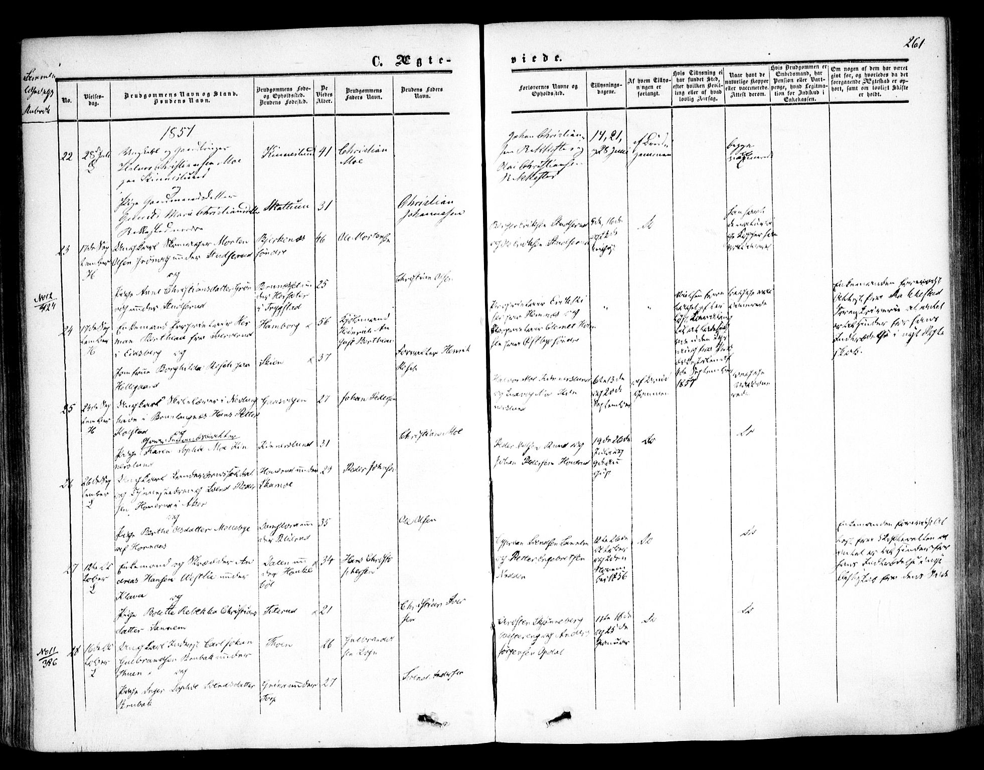 Høland prestekontor Kirkebøker, AV/SAO-A-10346a/F/Fa/L0010: Parish register (official) no. I 10, 1854-1861, p. 261
