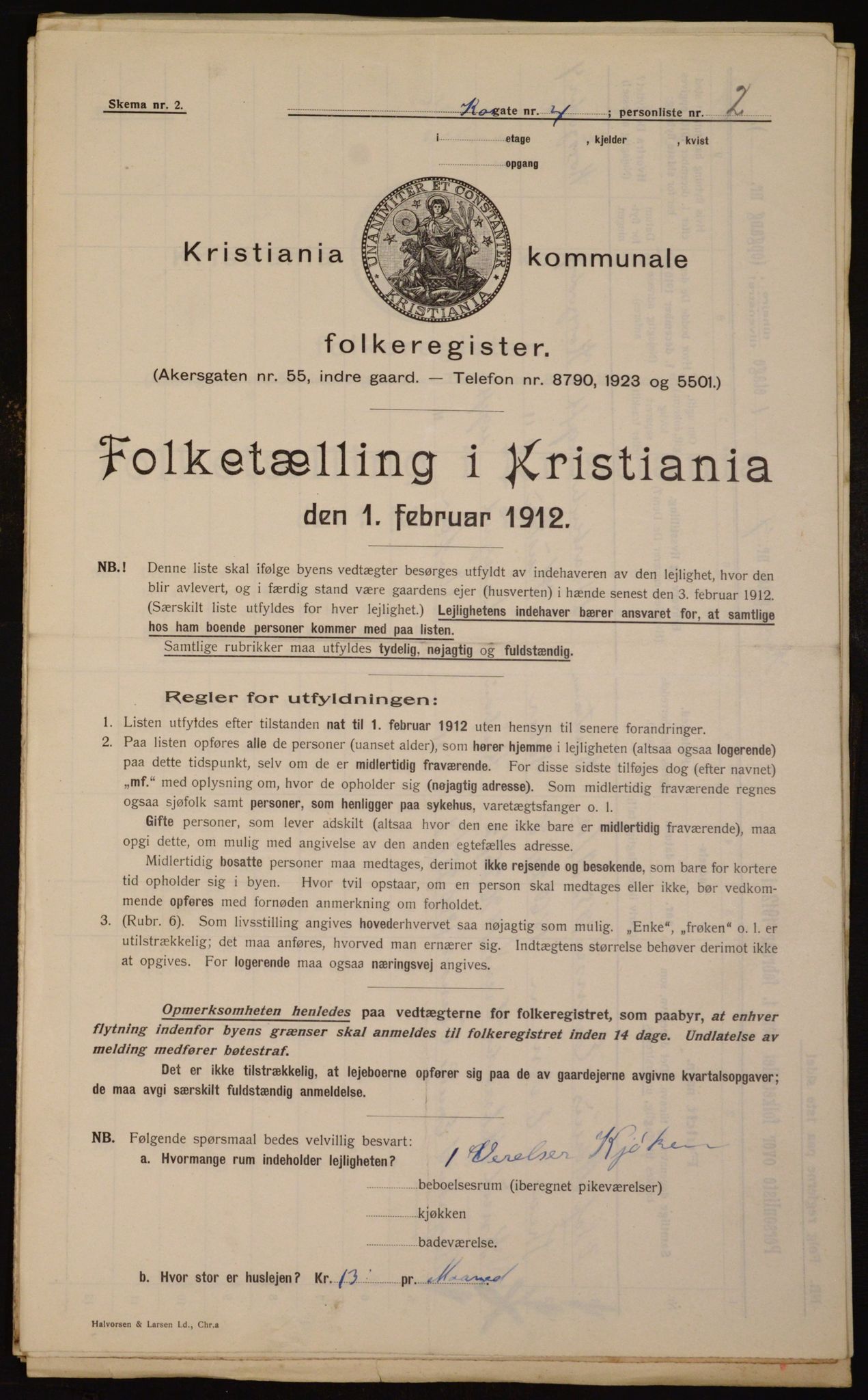 OBA, Municipal Census 1912 for Kristiania, 1912, p. 53695