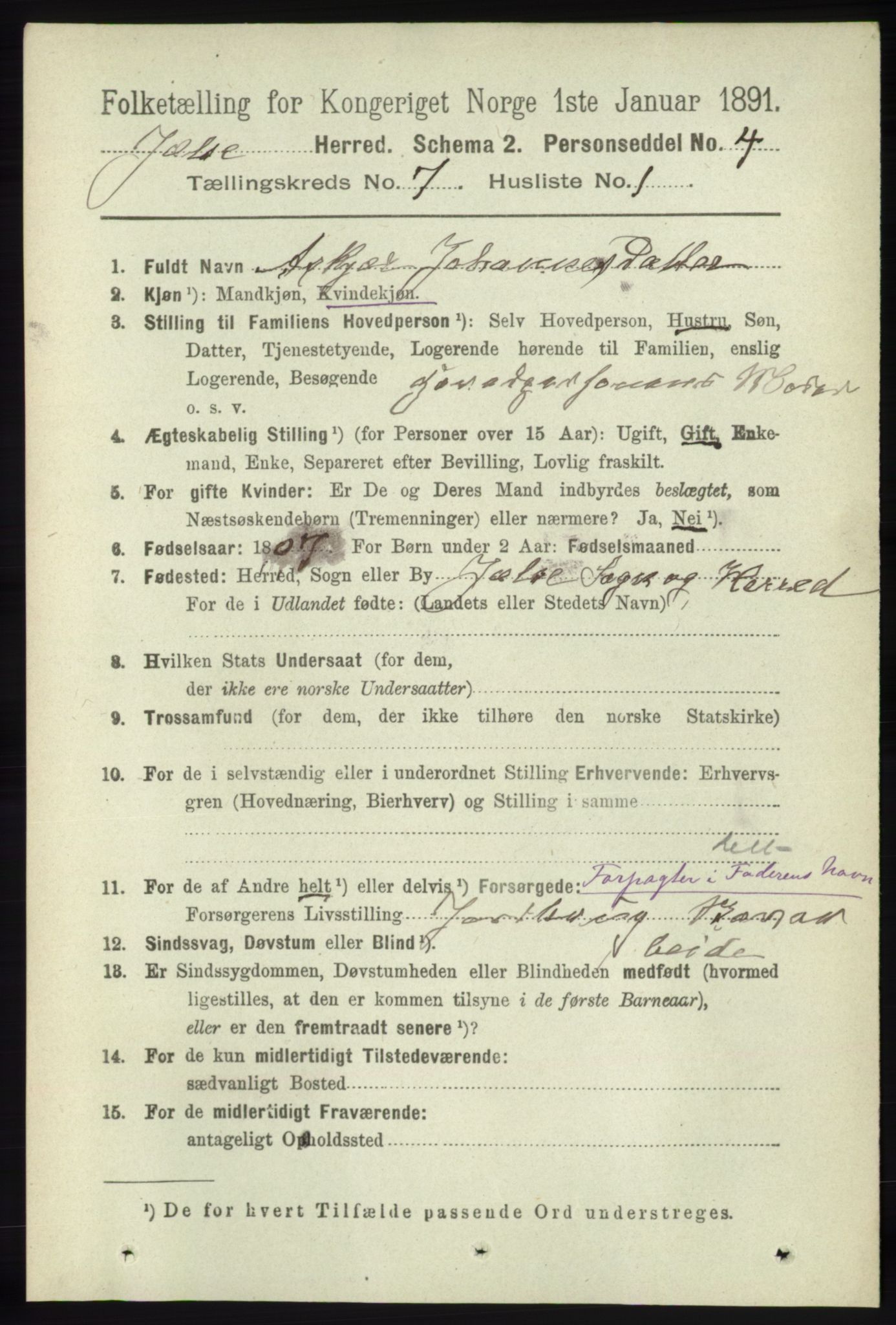 RA, 1891 census for 1138 Jelsa, 1891, p. 1549