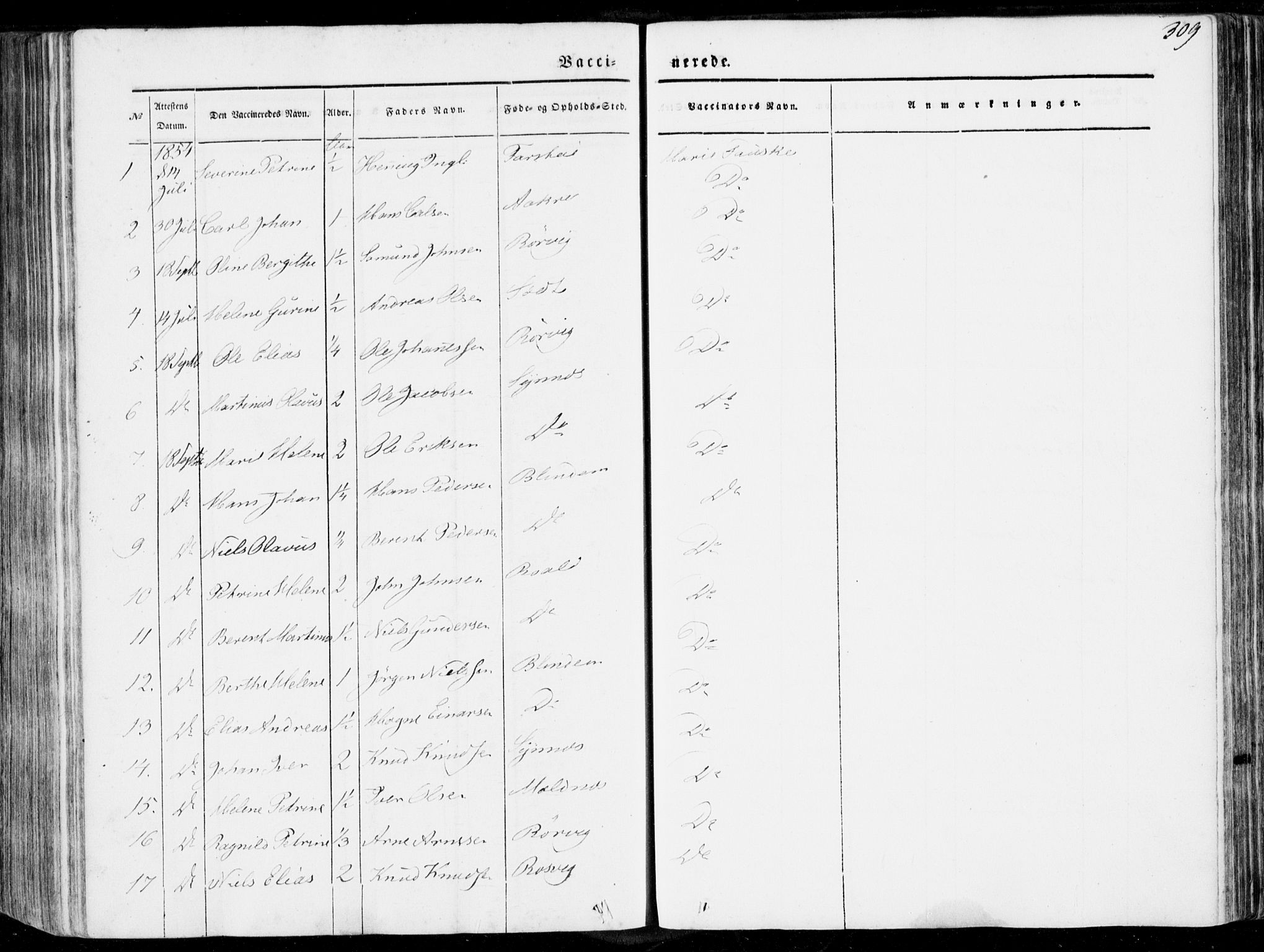 Ministerialprotokoller, klokkerbøker og fødselsregistre - Møre og Romsdal, AV/SAT-A-1454/536/L0497: Parish register (official) no. 536A06, 1845-1865, p. 309