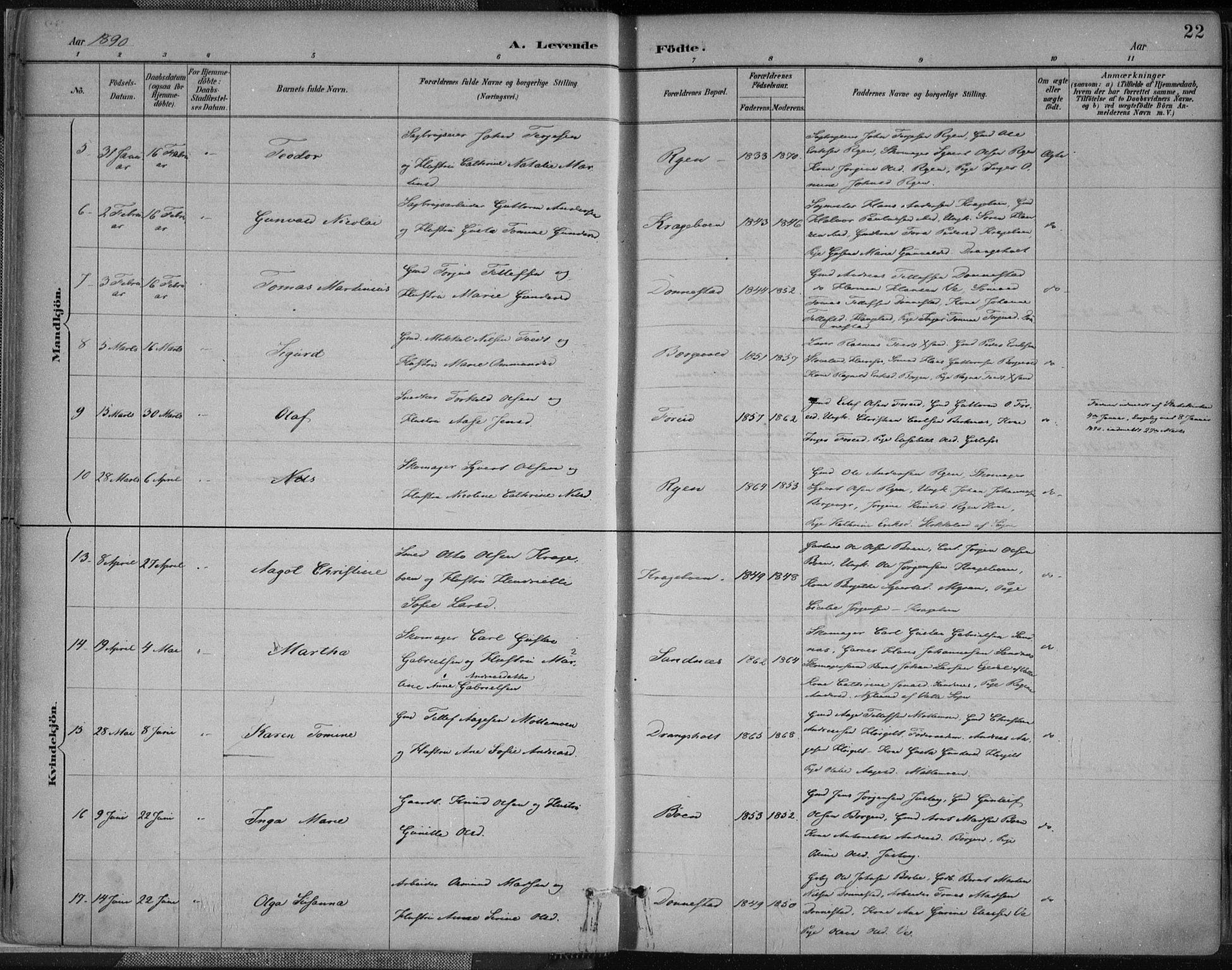 Tveit sokneprestkontor, AV/SAK-1111-0043/F/Fa/L0007: Parish register (official) no. A 7, 1887-1908, p. 22