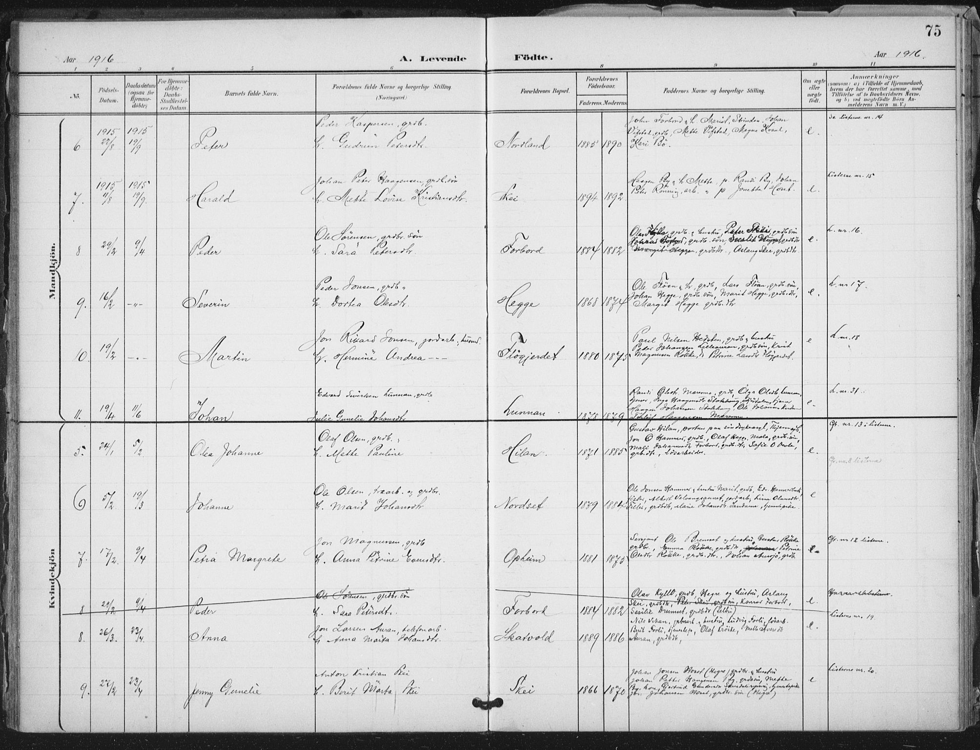 Ministerialprotokoller, klokkerbøker og fødselsregistre - Nord-Trøndelag, AV/SAT-A-1458/712/L0101: Parish register (official) no. 712A02, 1901-1916, p. 75