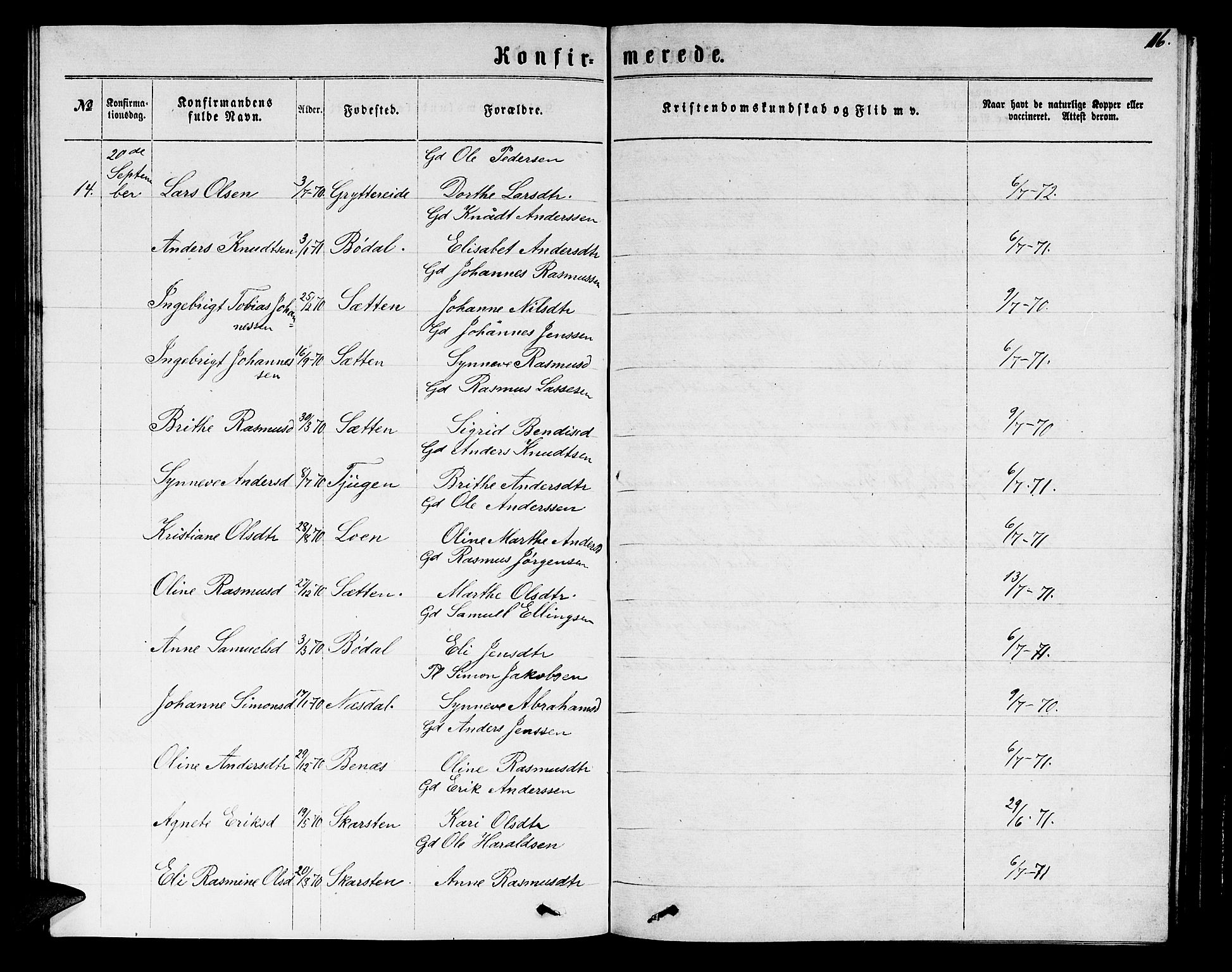 Innvik sokneprestembete, SAB/A-80501: Parish register (copy) no. B 2, 1864-1885, p. 116