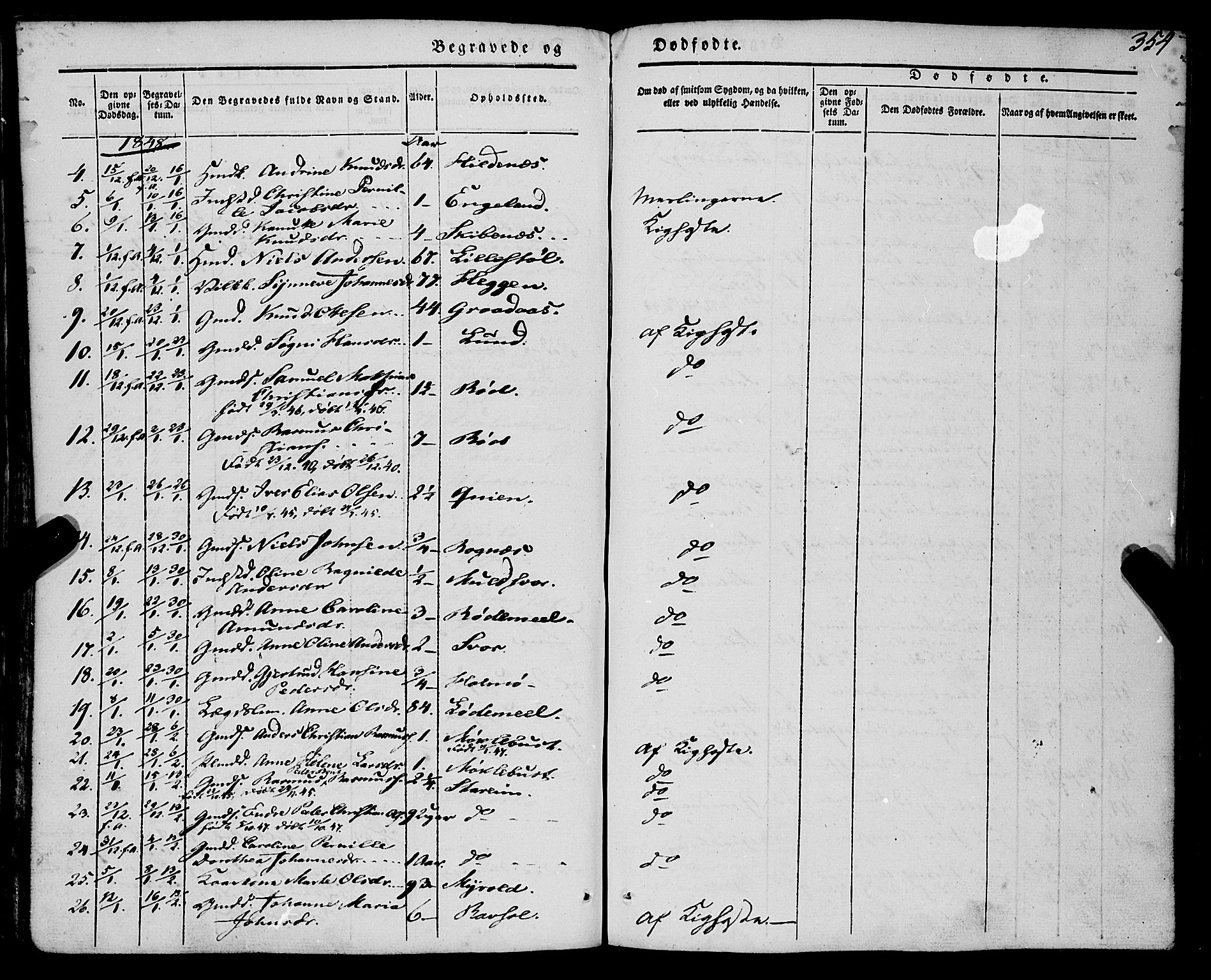 Eid sokneprestembete, AV/SAB-A-82301/H/Haa/Haaa/L0007: Parish register (official) no. A 7, 1844-1858, p. 354