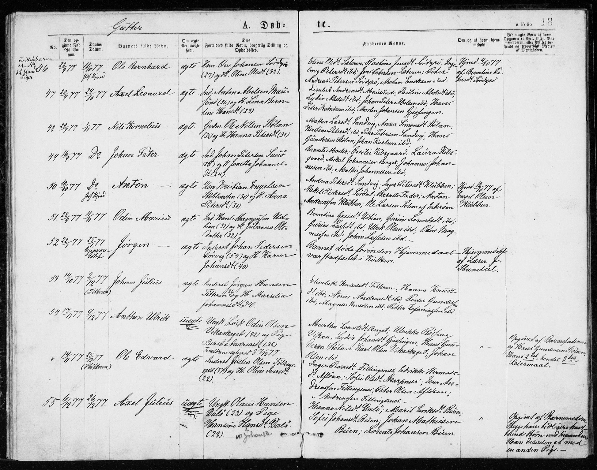 Ministerialprotokoller, klokkerbøker og fødselsregistre - Sør-Trøndelag, SAT/A-1456/640/L0577: Parish register (official) no. 640A02, 1877-1878, p. 18