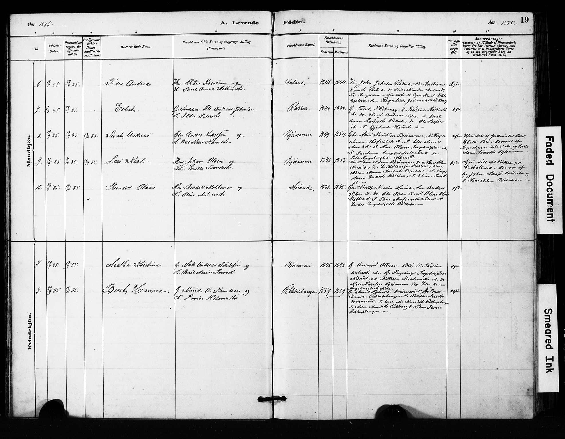 Ministerialprotokoller, klokkerbøker og fødselsregistre - Møre og Romsdal, SAT/A-1454/563/L0737: Parish register (copy) no. 563C01, 1878-1916, p. 19