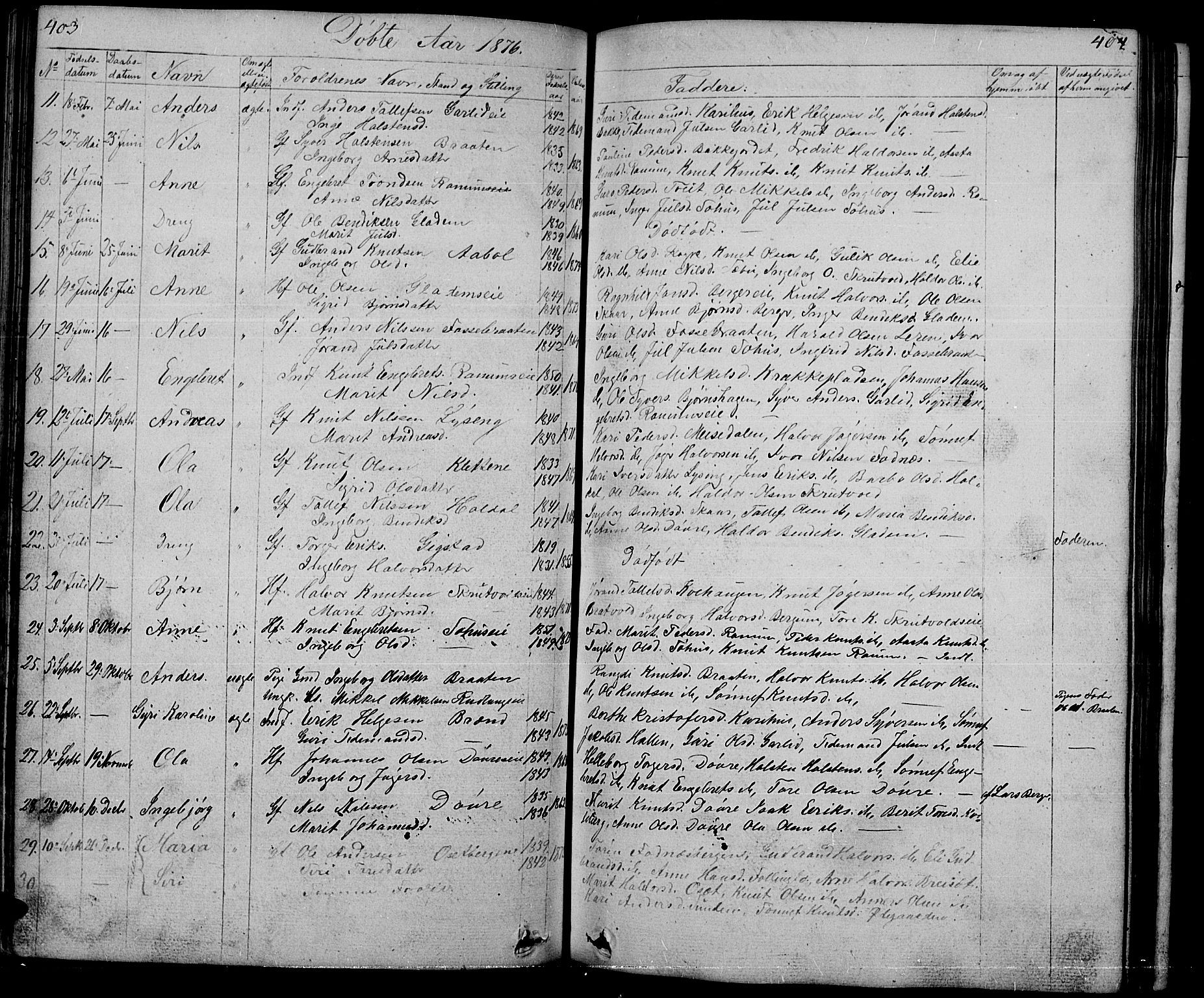 Nord-Aurdal prestekontor, SAH/PREST-132/H/Ha/Hab/L0001: Parish register (copy) no. 1, 1834-1887, p. 403-404