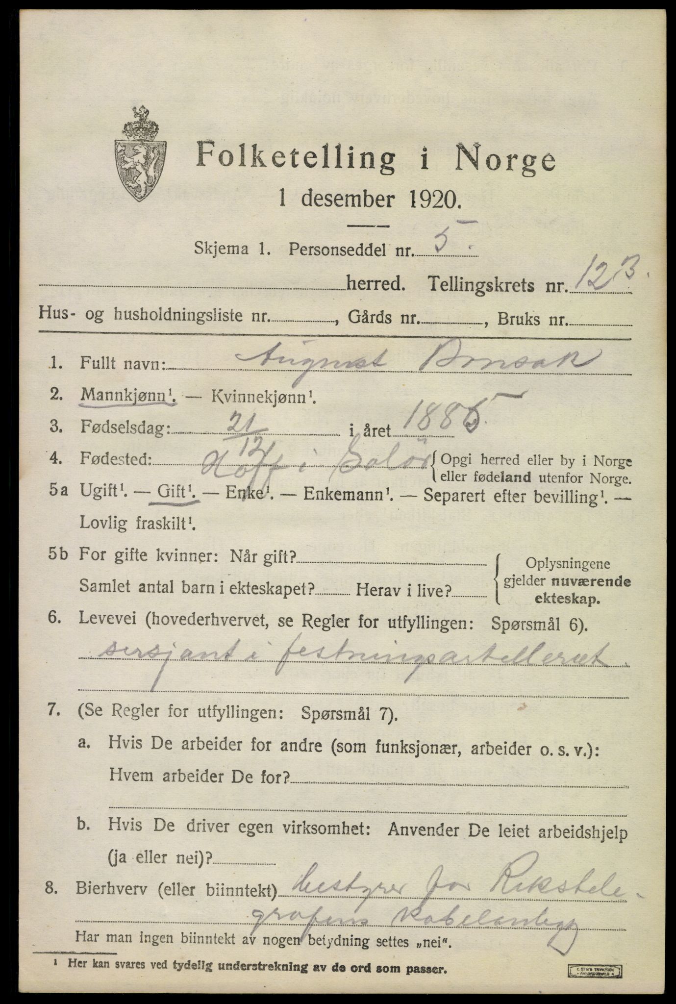 SAO, 1920 census for Bærum, 1920, p. 27352