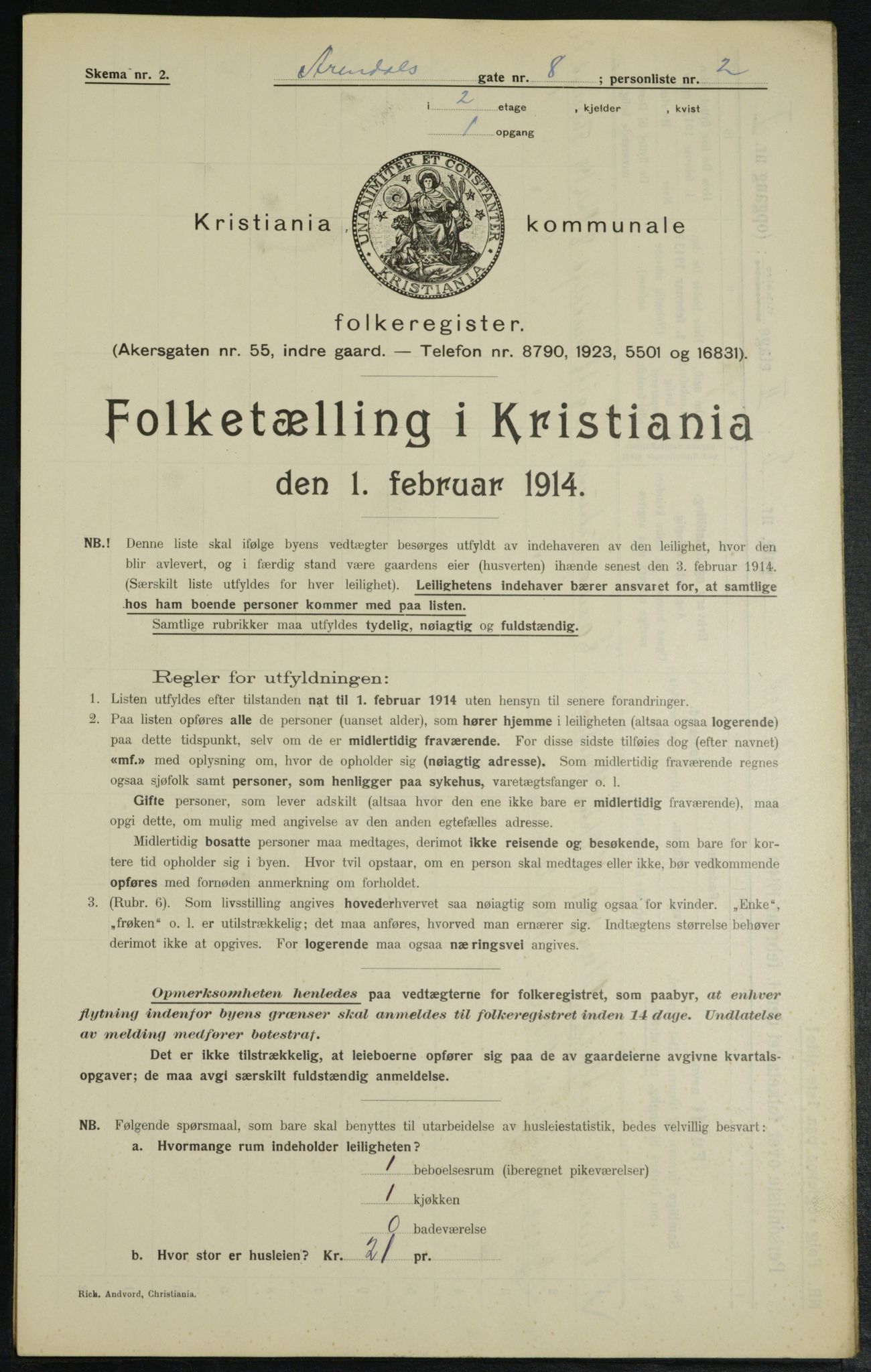 OBA, Municipal Census 1914 for Kristiania, 1914, p. 2034