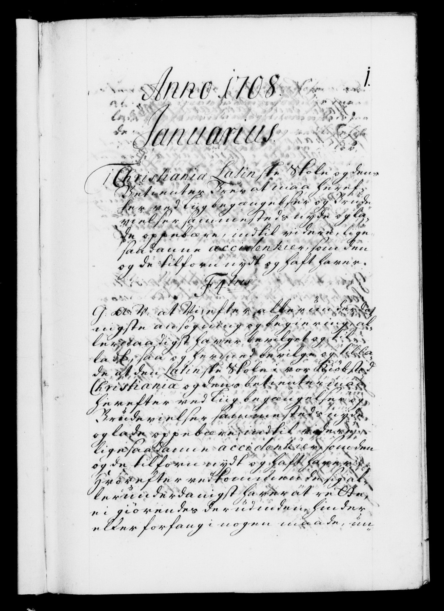 Danske Kanselli 1572-1799, AV/RA-EA-3023/F/Fc/Fca/Fcaa/L0020: Norske registre, 1708-1711, p. 1a