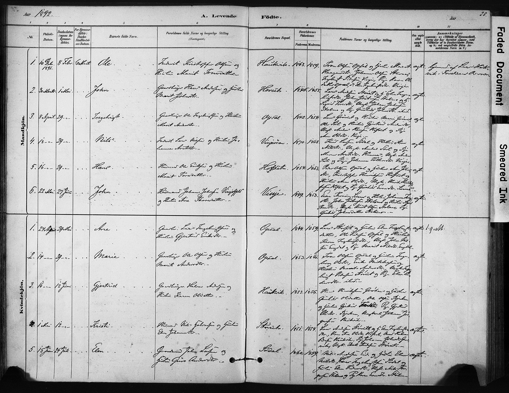 Ministerialprotokoller, klokkerbøker og fødselsregistre - Sør-Trøndelag, AV/SAT-A-1456/631/L0512: Parish register (official) no. 631A01, 1879-1912, p. 28