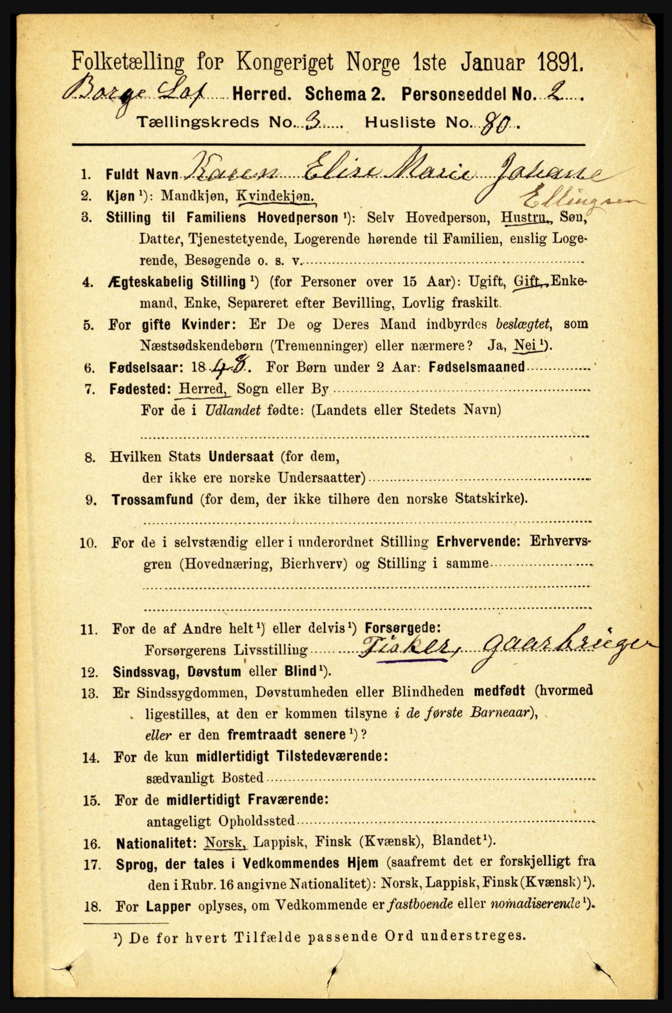 RA, 1891 census for 1862 Borge, 1891, p. 2012