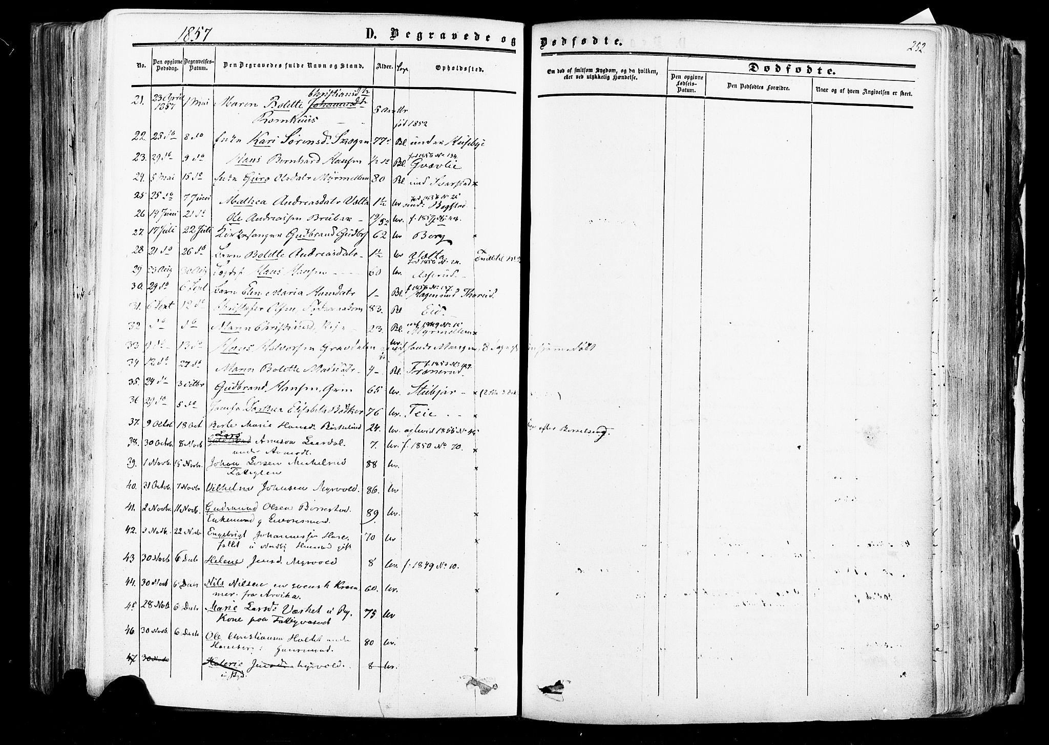 Aurskog prestekontor Kirkebøker, AV/SAO-A-10304a/F/Fa/L0007: Parish register (official) no. I 7, 1854-1877, p. 252