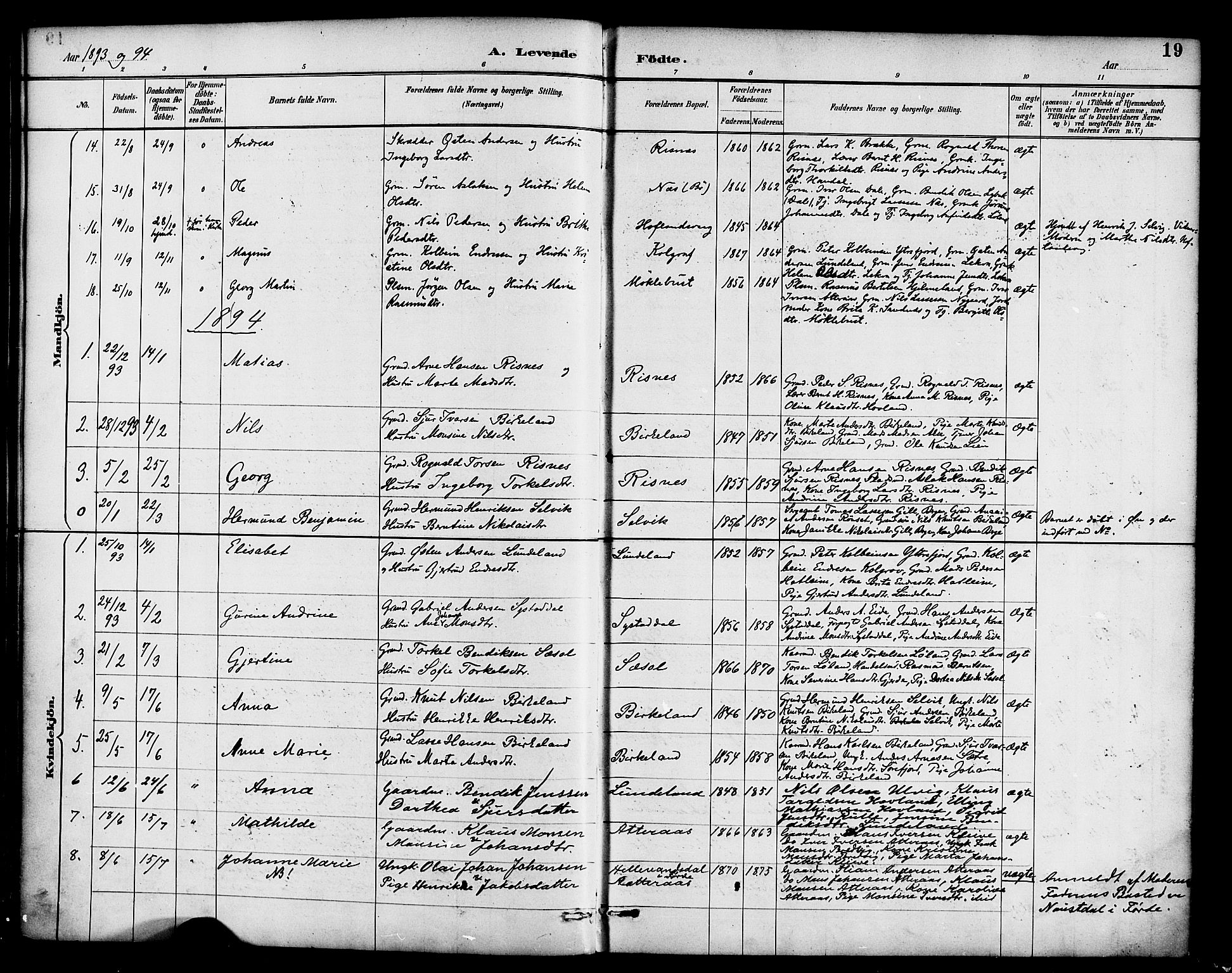 Hyllestad sokneprestembete, SAB/A-80401: Parish register (official) no. B 1, 1886-1904, p. 19