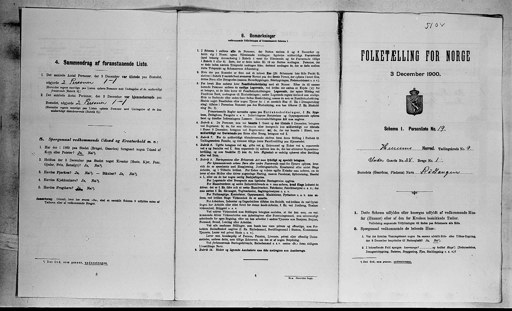 RA, 1900 census for Hurum, 1900, p. 978