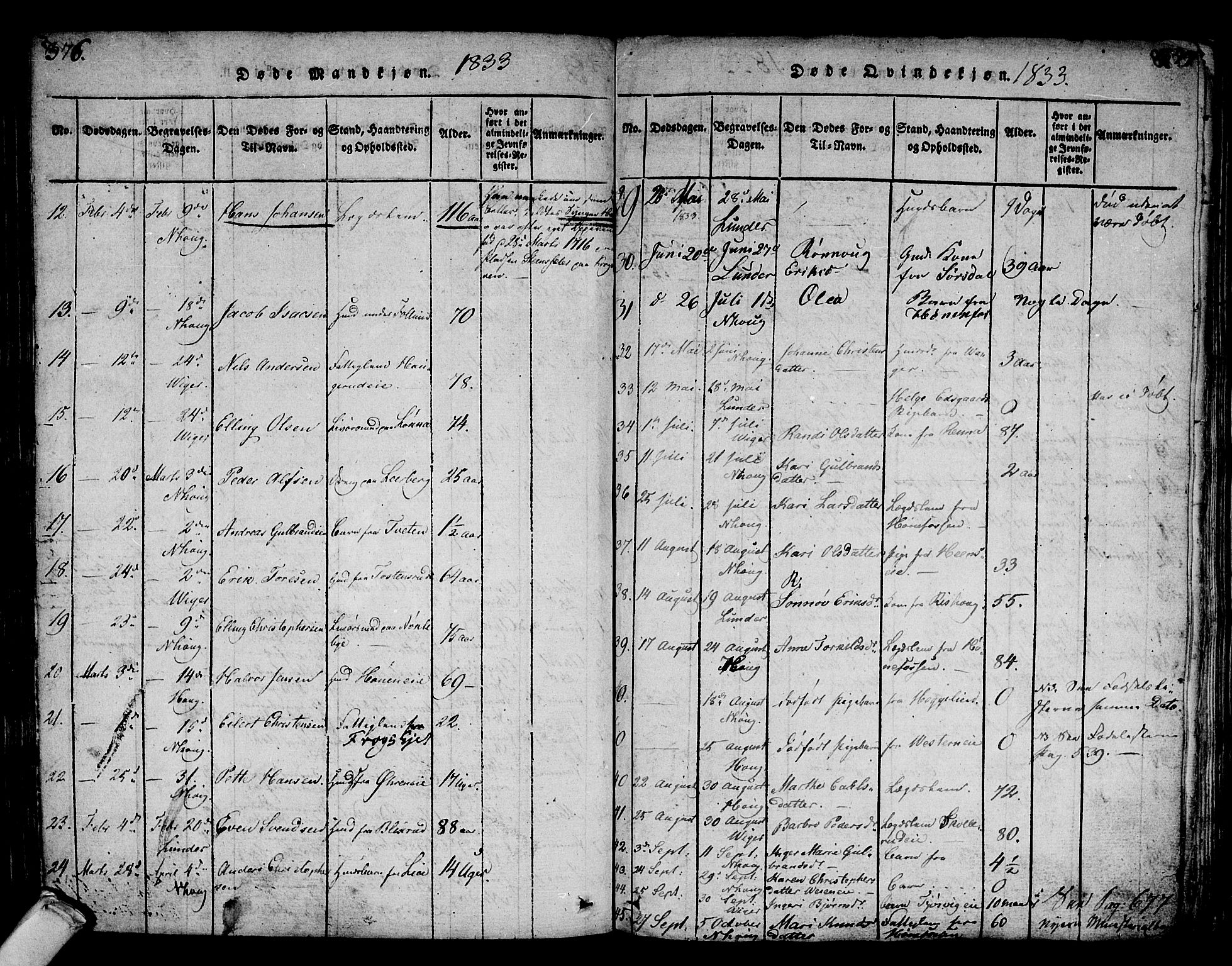 Norderhov kirkebøker, AV/SAKO-A-237/F/Fa/L0008: Parish register (official) no. 8, 1814-1833, p. 376-377