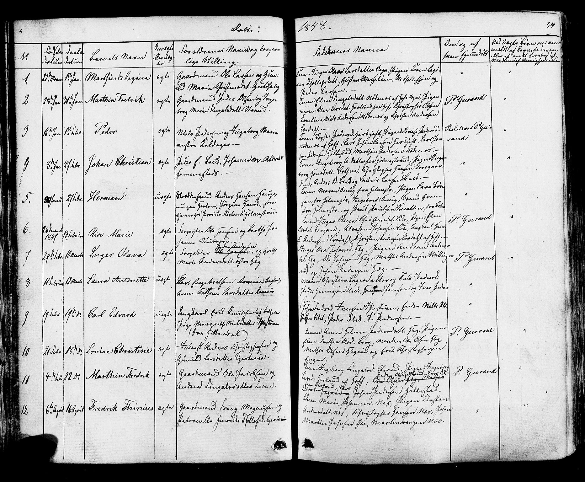 Botne kirkebøker, AV/SAKO-A-340/F/Fa/L0006: Parish register (official) no. I 6, 1836-1877, p. 34